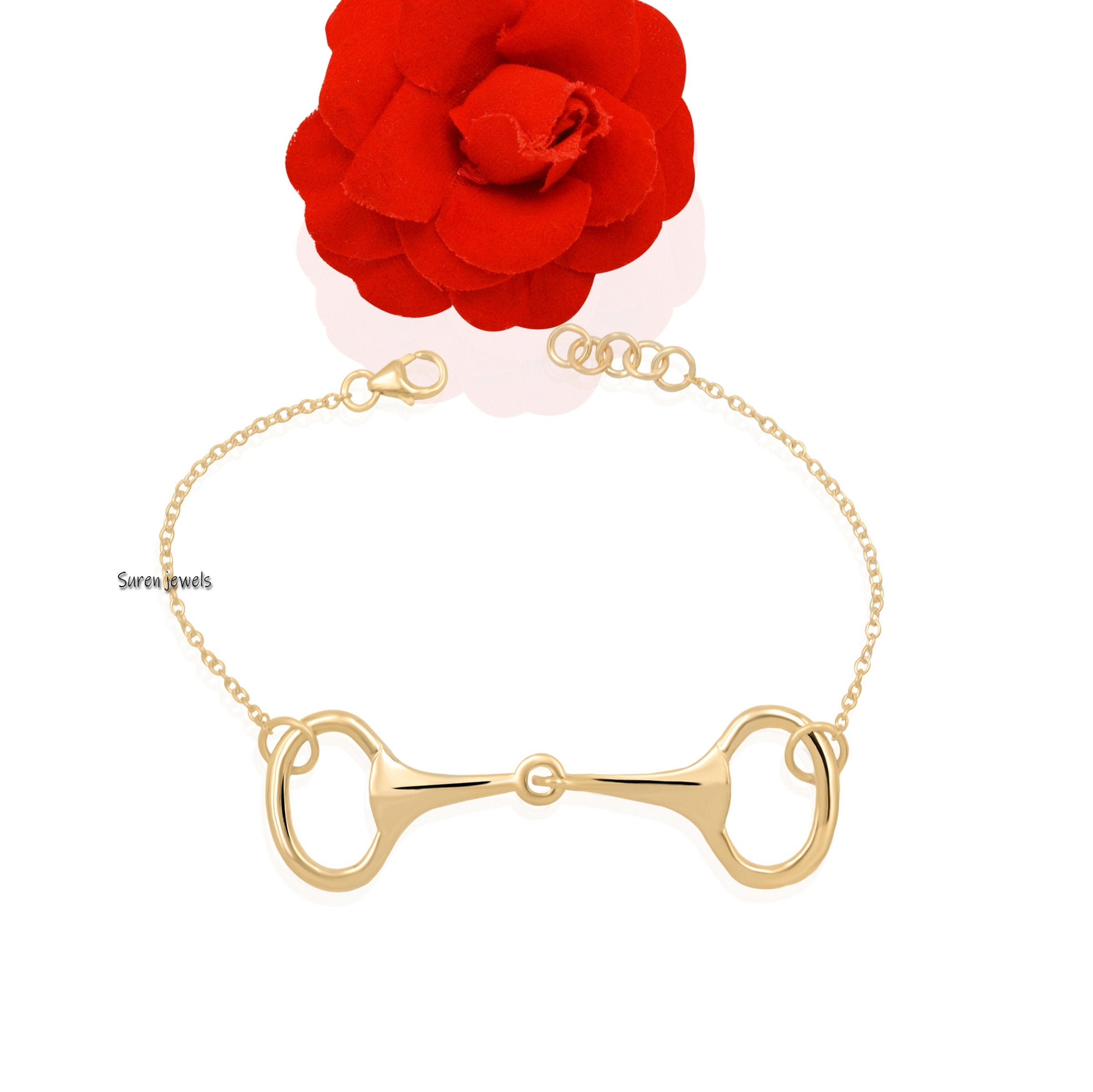 Silver Snaffle Bit Bracelet: Equestrian Horsebit Jewelry - Suren Jewels | SKU: SJA12-SLYG