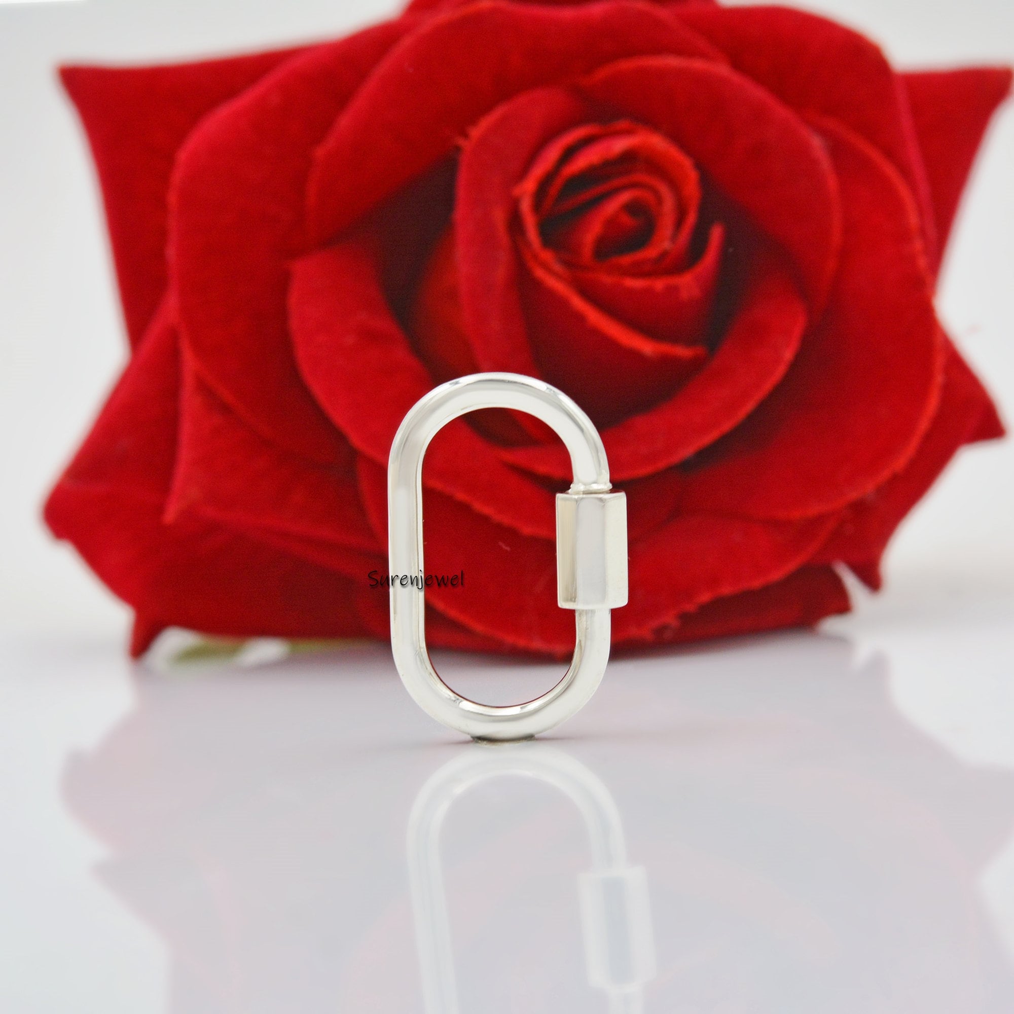 925 Sterling Silver Mini Carabiner Lock: 20MM Multicolor Jewelry - View 2 - Suren Jewels | SKU: SJC130-SLNSYG