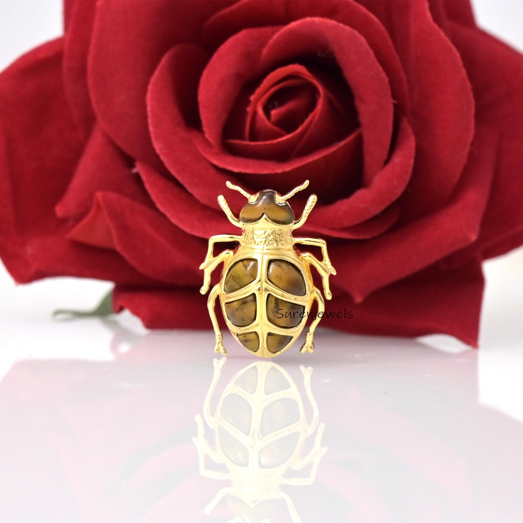 14K Gold Scarab Pendant, Hand Carved Egyptian Beetle Jewelry - View 2 - Suren Jewels | SKU: SJP4574-SLYGAZBKCZ-25M,SJP4961-SL
