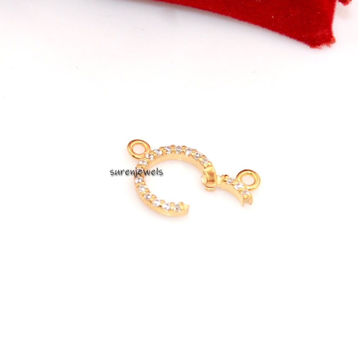 14k Gold Diamond Circle Charm Holder: Enhancer Connector - Suren Jewels | SKU: SJF257-SLYGDI