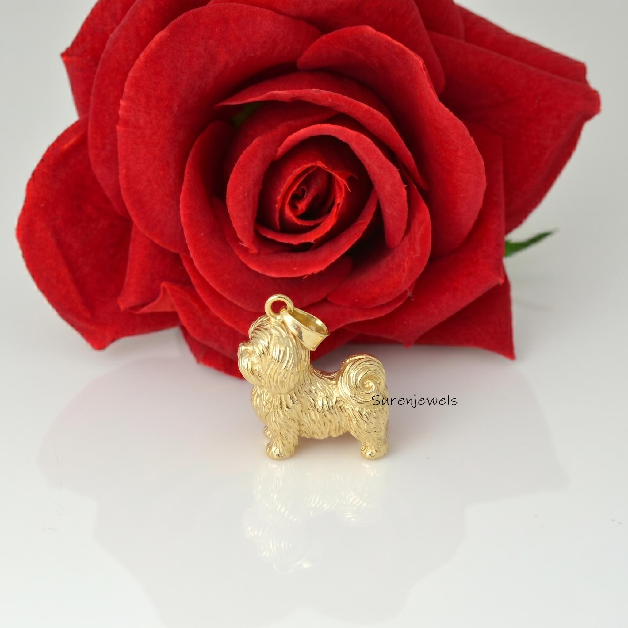 14k Gold Shih Tzu pendant, Silver Shih Tzu Pendant, Shih Tzu Dog Jewelry, Dainty Shih Tzu Jewelry, Minimalist Dog Charm, Desi