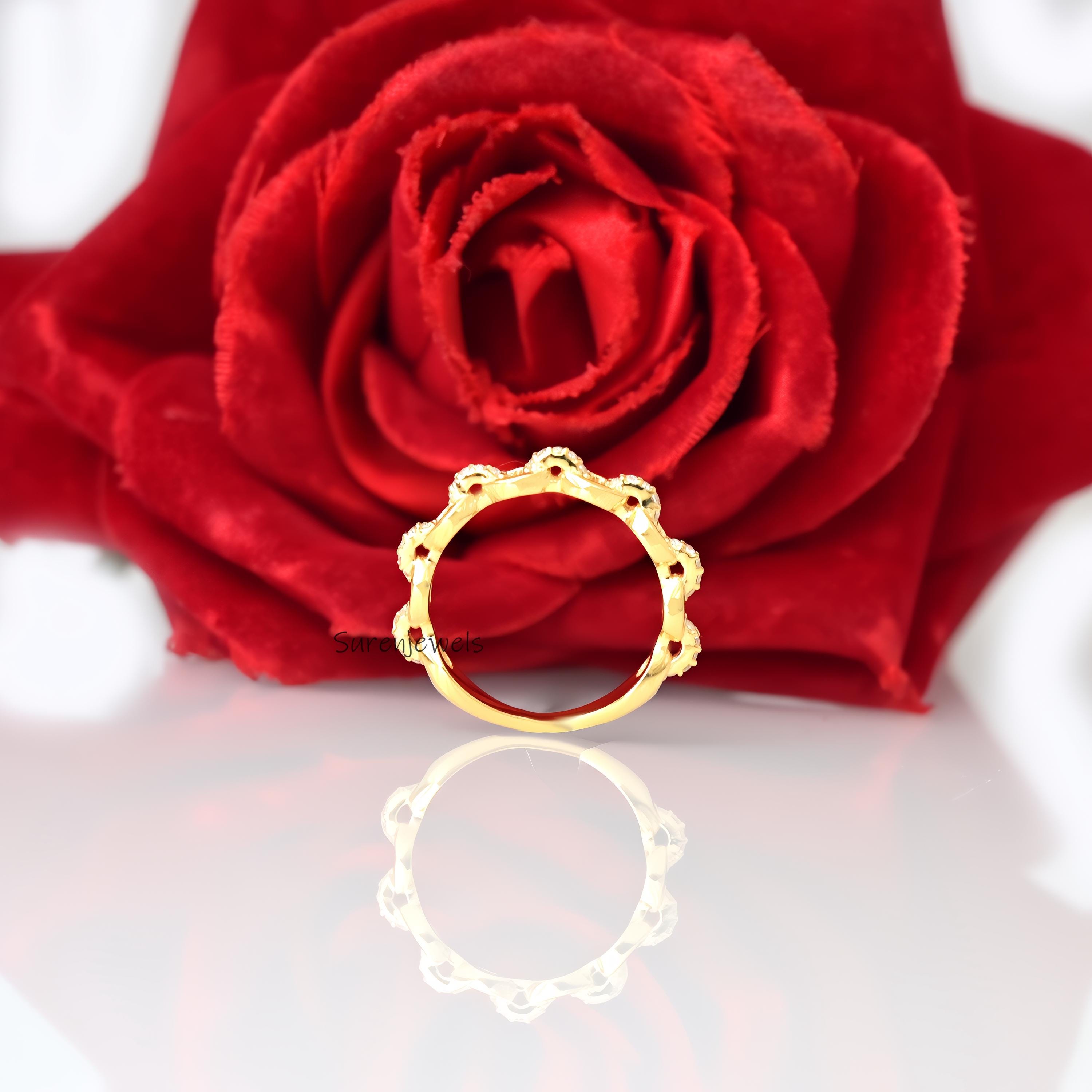 14K Gold Diamond Chain Link Ring, Solid Gold - View 7 - Suren Jewels | SKU: SJR2657