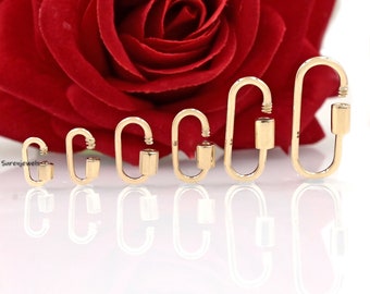 14k Solid Gold Oval Carabiner Lock Clasp, Beautiful Gold Carabiner Lock For Necklace Bracelet, Handmade Gold Clasp Jewelry