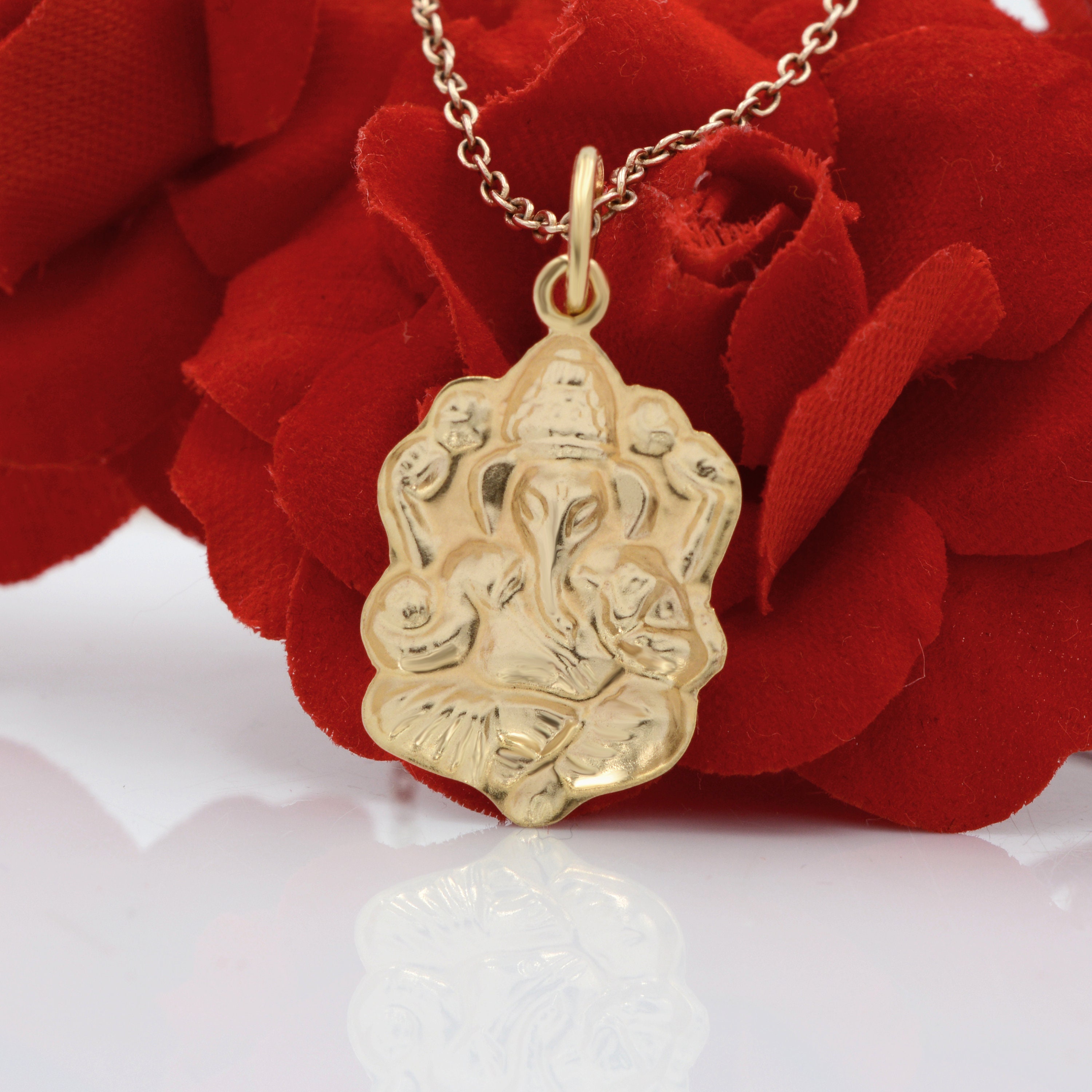 Sterling Silver Ganesha Pendant: Indian God Charm (30x15 mm) - View 2 - Suren Jewels | SKU: SJP769-SLYG