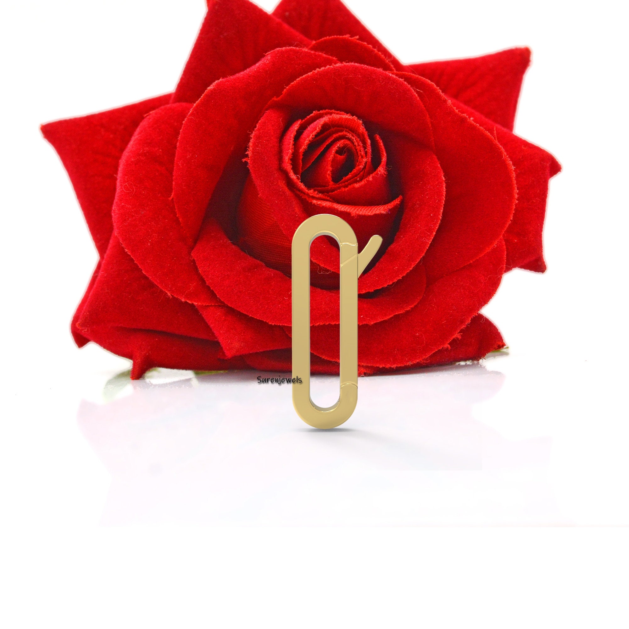 14k Gold Charm Enhancer Holder: Solid Elongated Lock - View 5 - Suren Jewels | SKU: SJP1211-SLYG