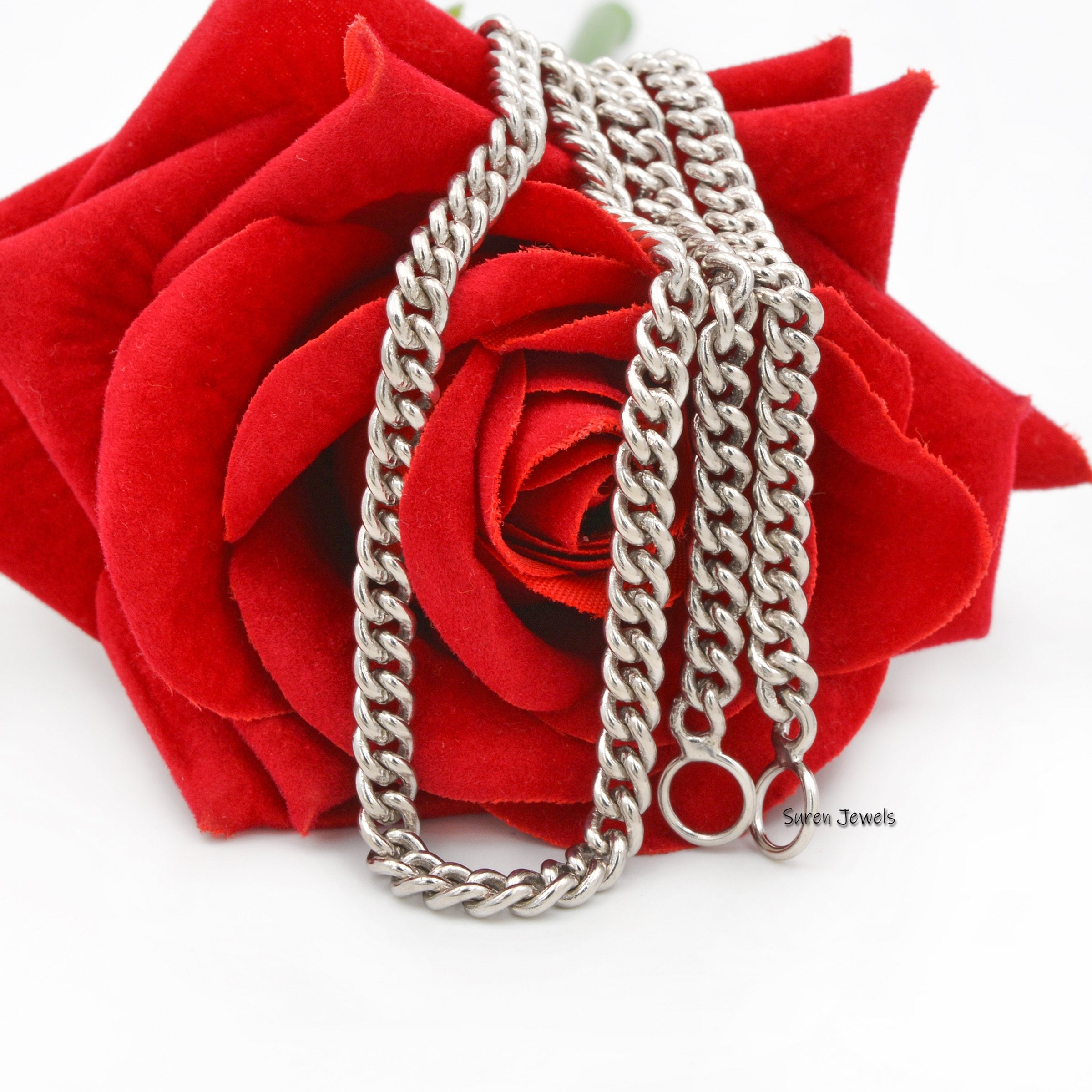 Handmade Sterling Silver Carabiner Curb Chain Necklace - View 2 - Suren Jewels | SKU: G17-SLYG-26I