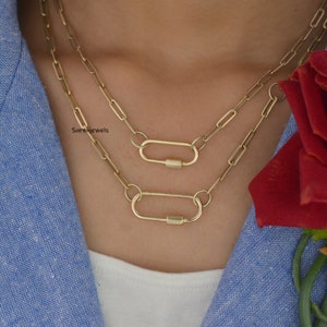 14K Yellow Gold Screw Carabiner Lock, All Size Carabiner Lock, Plain Gold Carabiner Lock, Necklace Jewelry Connector Carabiner Lock Jewelry