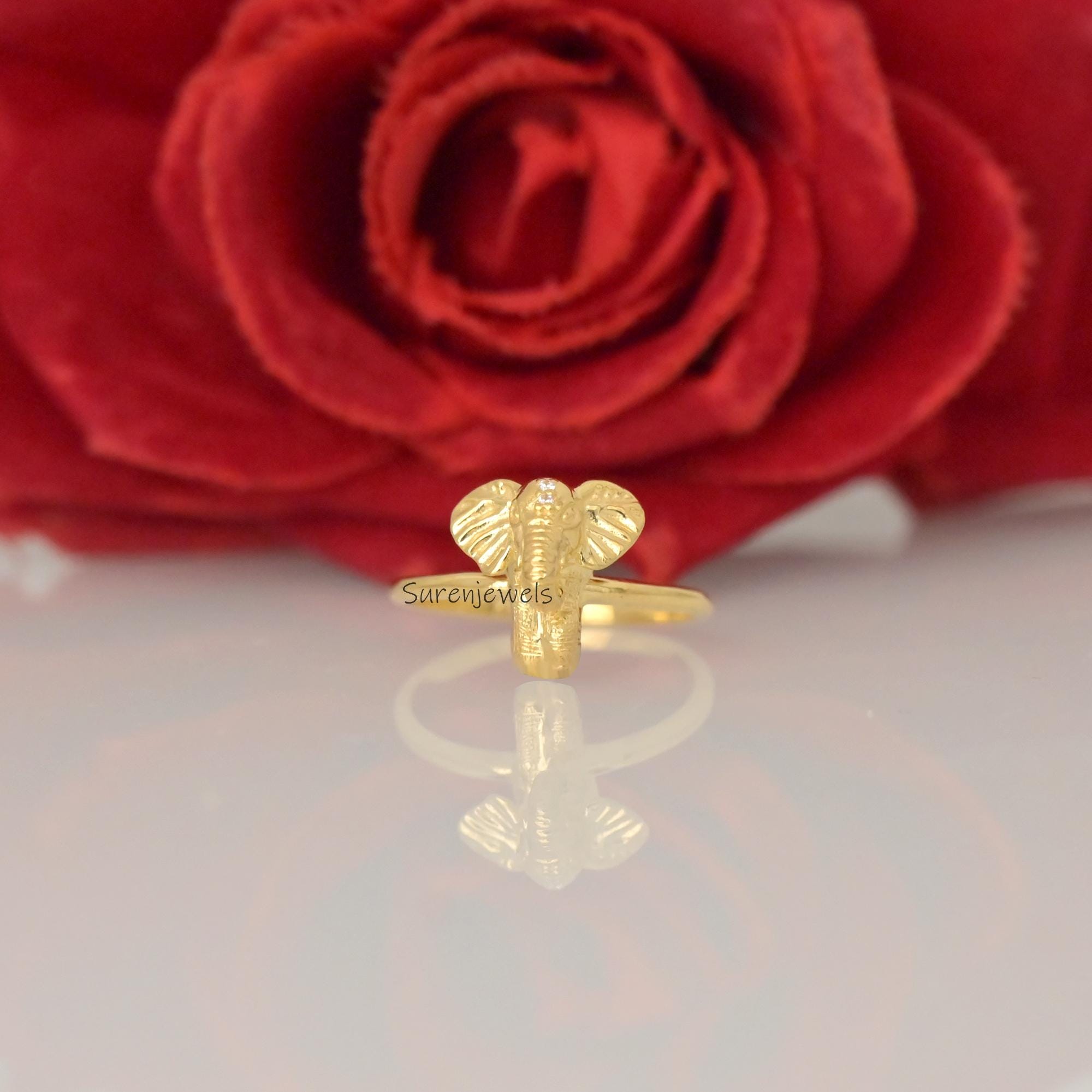 14k Gold Elephant Ring: Dainty Animal Jewelry - View 4 - Suren Jewels | SKU: SJR3230-SLNS-US-7.5,SJR2938-SLRGCZ-US-7,SJR3021-