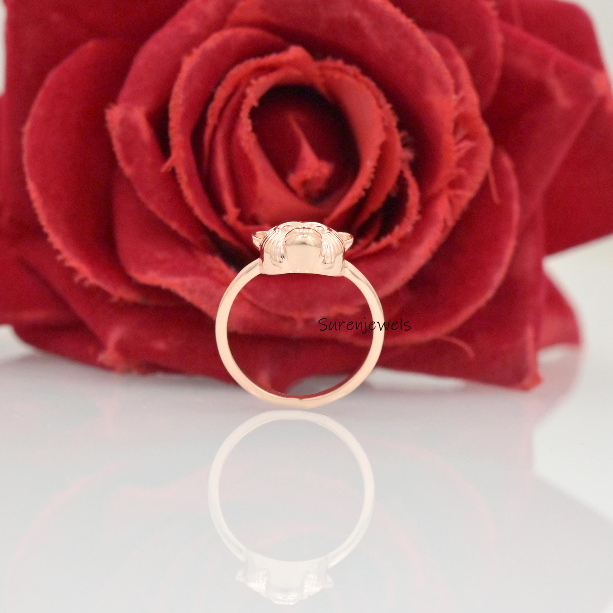 14k Gold Chimpanzee Ring: Dainty Solid Gold Monkey Jewelry - View 5 - Suren Jewels | SKU: SJR2902-SLRG-US-6