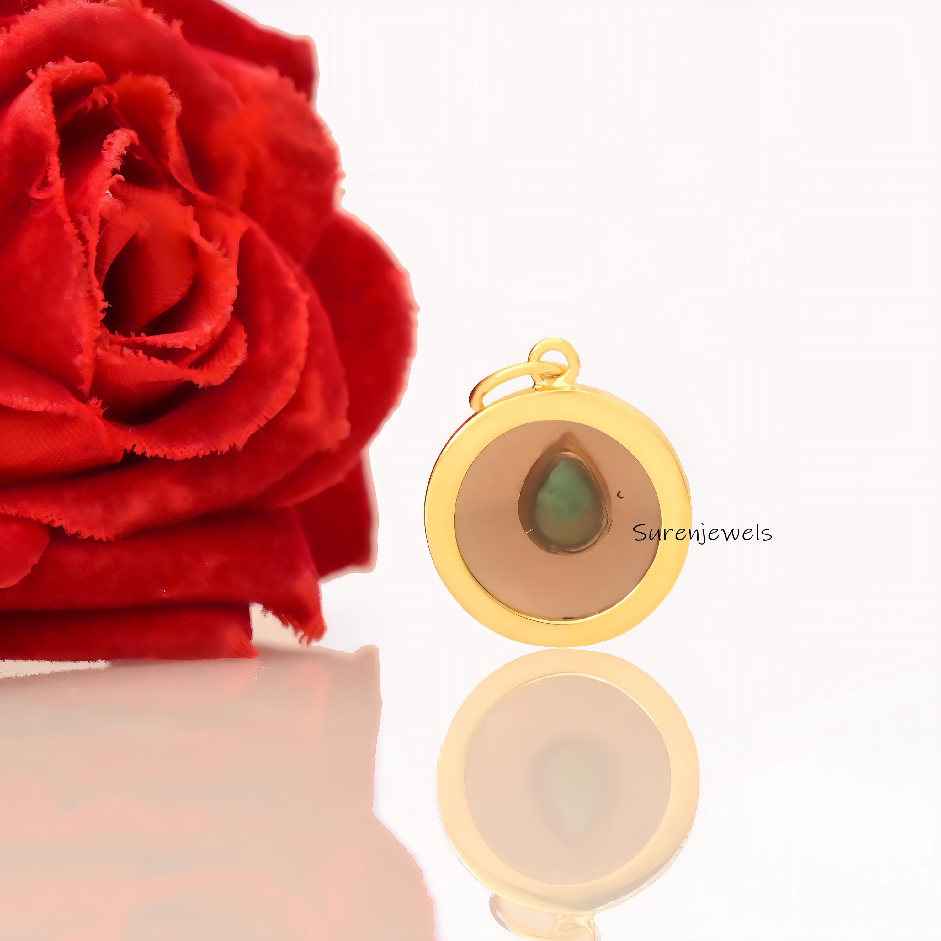 14k Gold Labradorite Ball Pendant: Handmade Gemstone Charm - View 3 - Suren Jewels | SKU: SJP4381-SLYGMSGCZ-25M