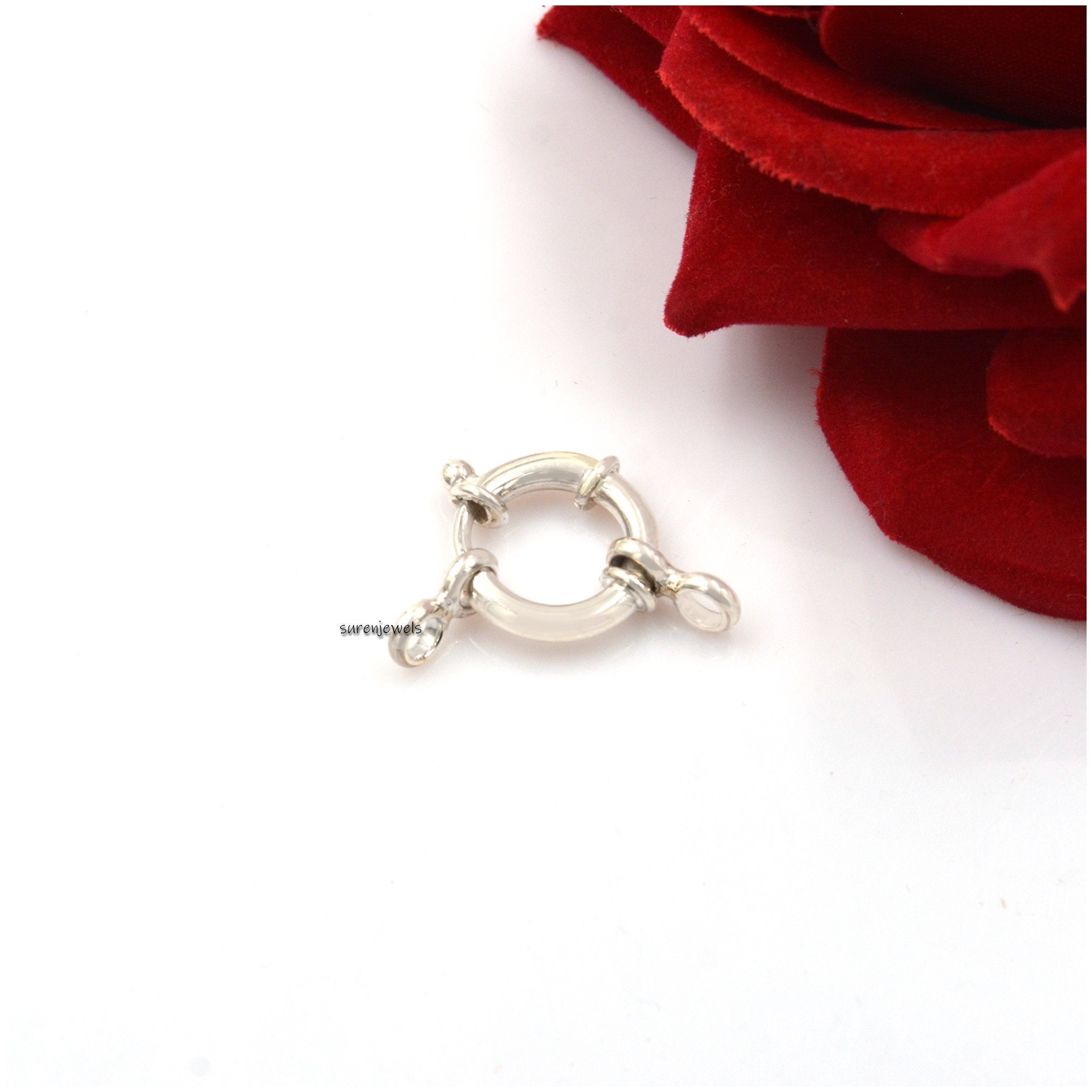 14k Solid Gold Spring Ring Clasp - Italian Designer Sailor's Bolt (18MM) - View 3 - Suren Jewels | SKU: SJF137-SLNS-12M