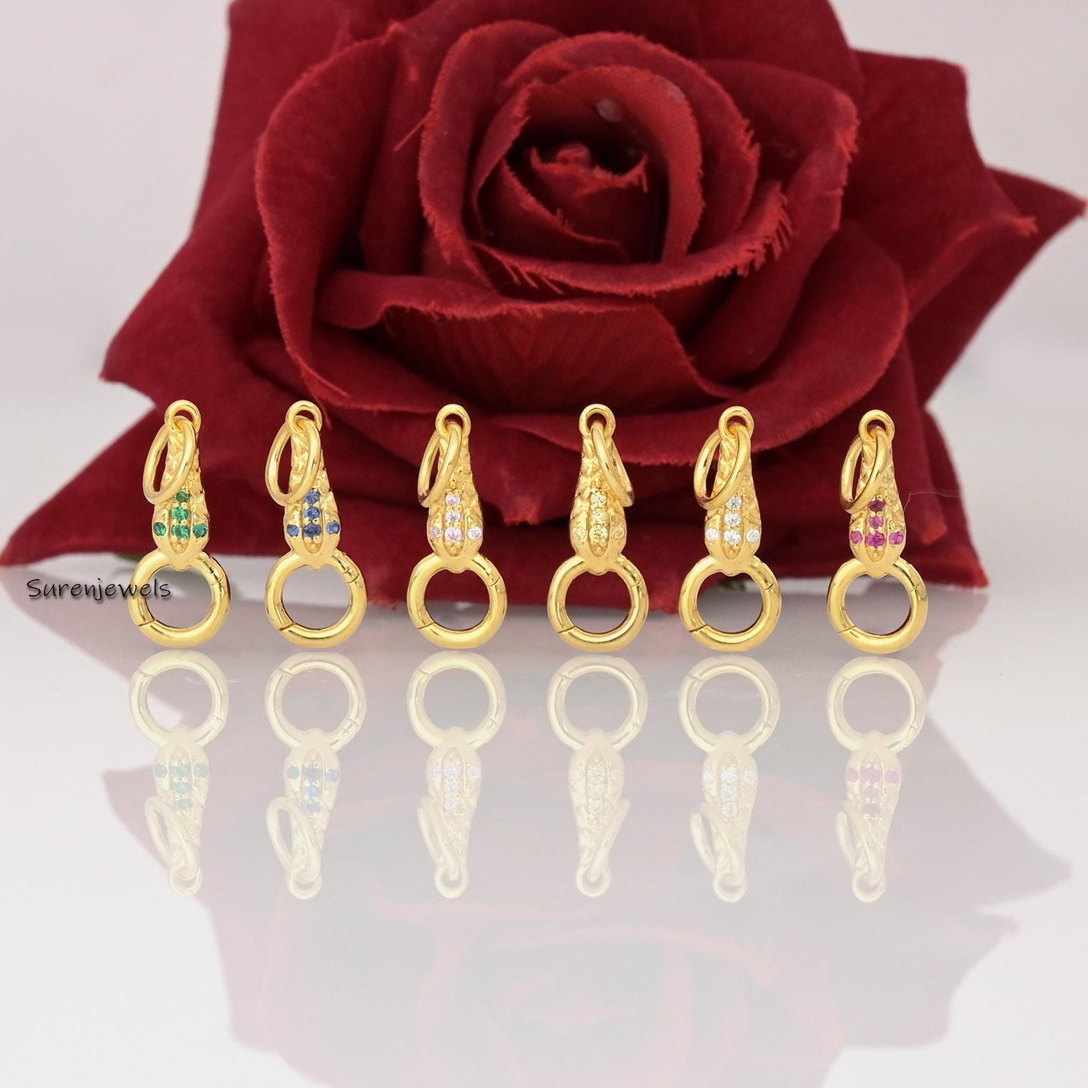 14k Gold Snake Charm Link, Charm Holder Enhancer - Suren Jewels | SKU: SJP1480-9KYGDI