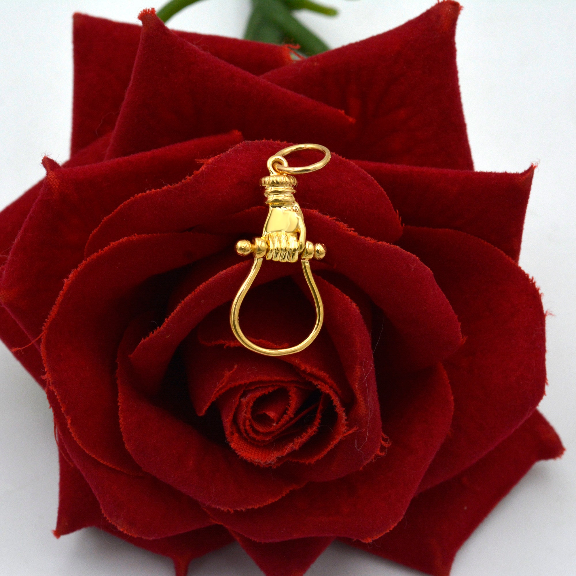 14K Gold Charm Holder Enhancer: Multi-Link Solid Gold - View 2 - Suren Jewels | SKU: SJH2439,SJF09-SLYG,SJP978-SLYG,SJP1073,S
