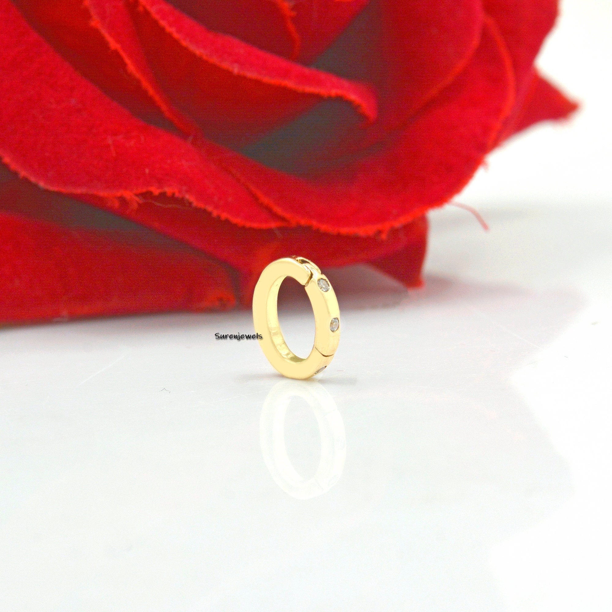 14K Gold Oval Enhancer: Openable Charm Connector (12x10 MM) - Suren Jewels | SKU: SJP1177-SLYGDI