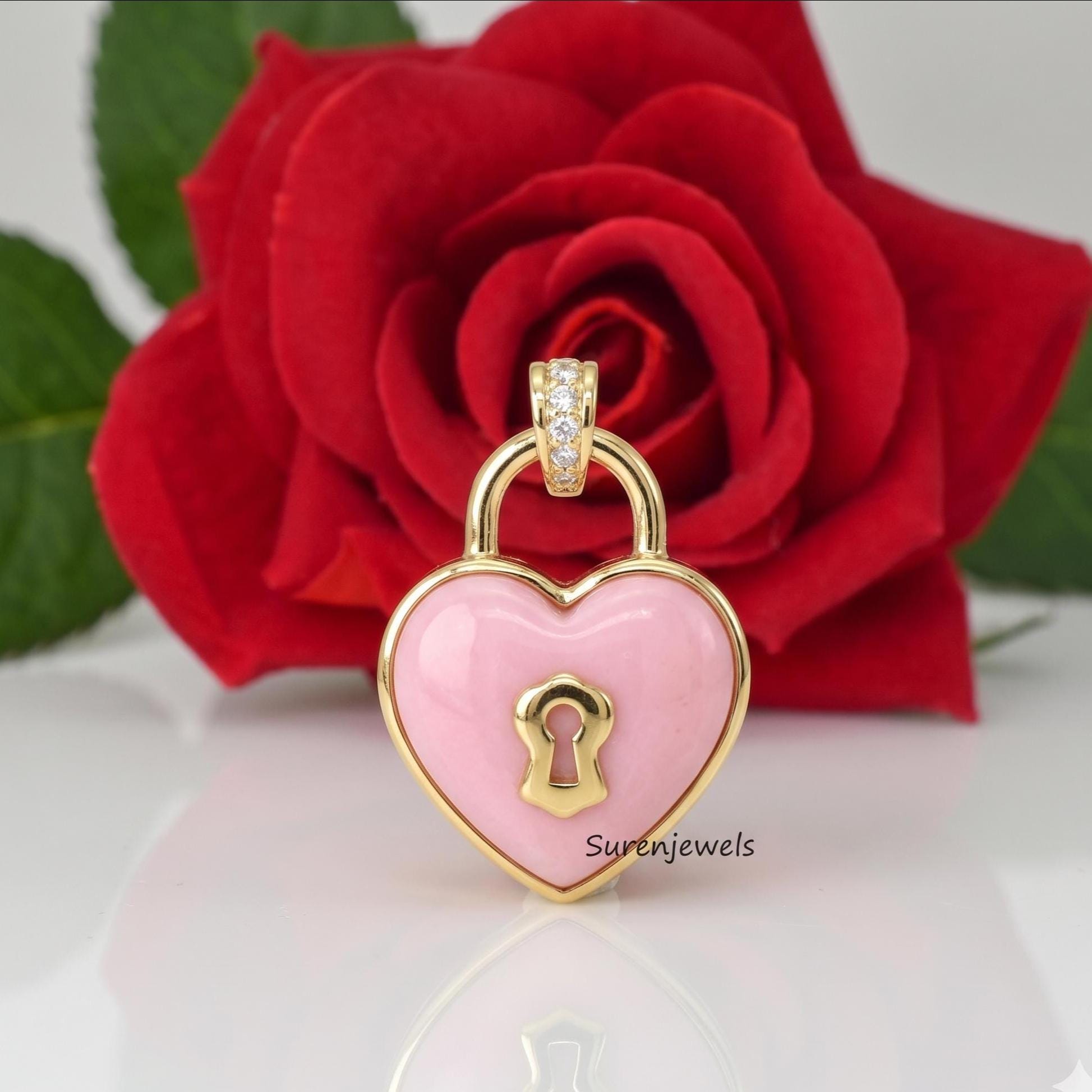 New Designer Gemstone Heart Padlock, Gold Gemstone Heart Pendant, Hand Carved Heart Pendant, Handmade Heart Padlock, Designer