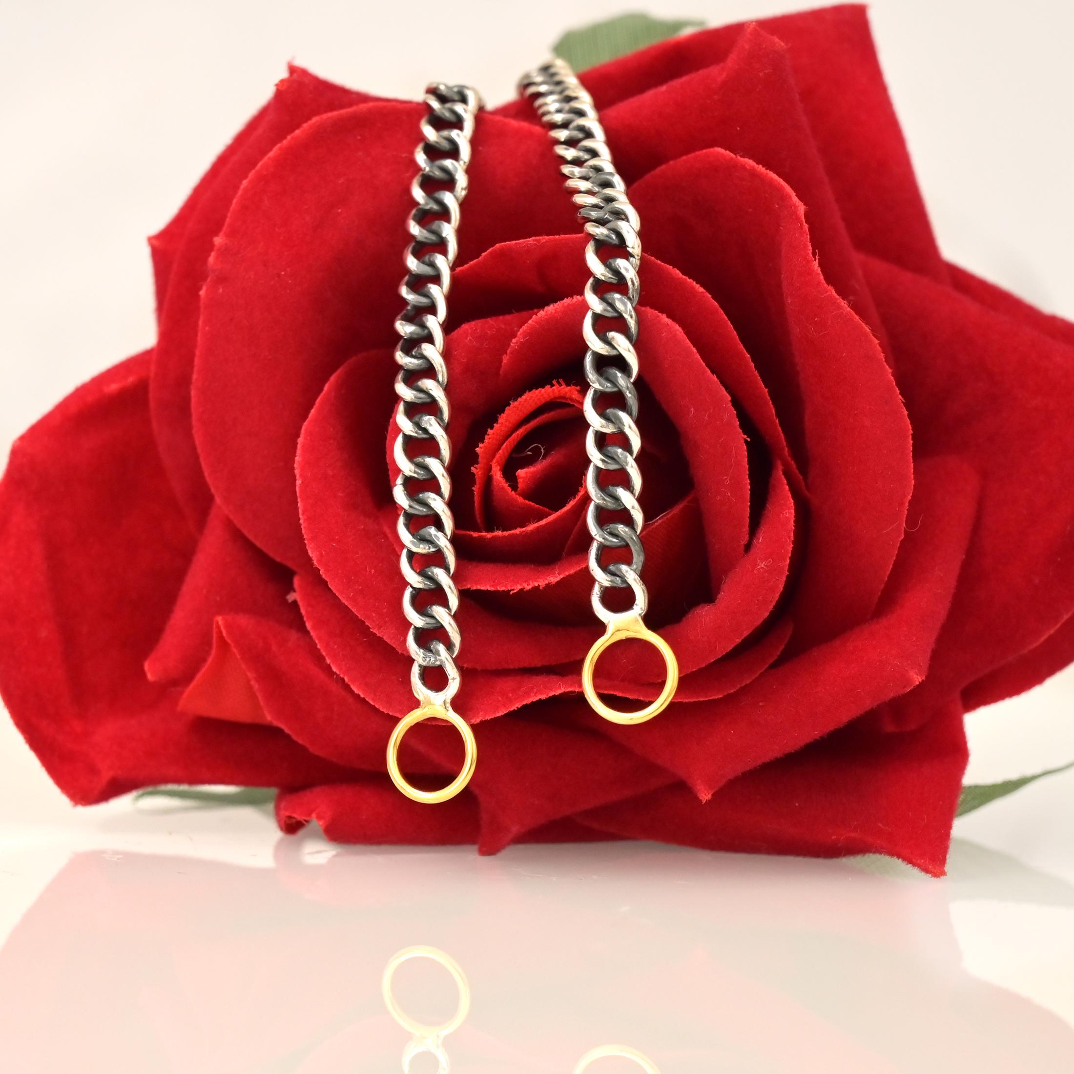 Oxidized 925 Silver Chain: Vintage Carabiner Lock Necklace - View 3 - Suren Jewels | SKU: G81-SLOXYG-26I