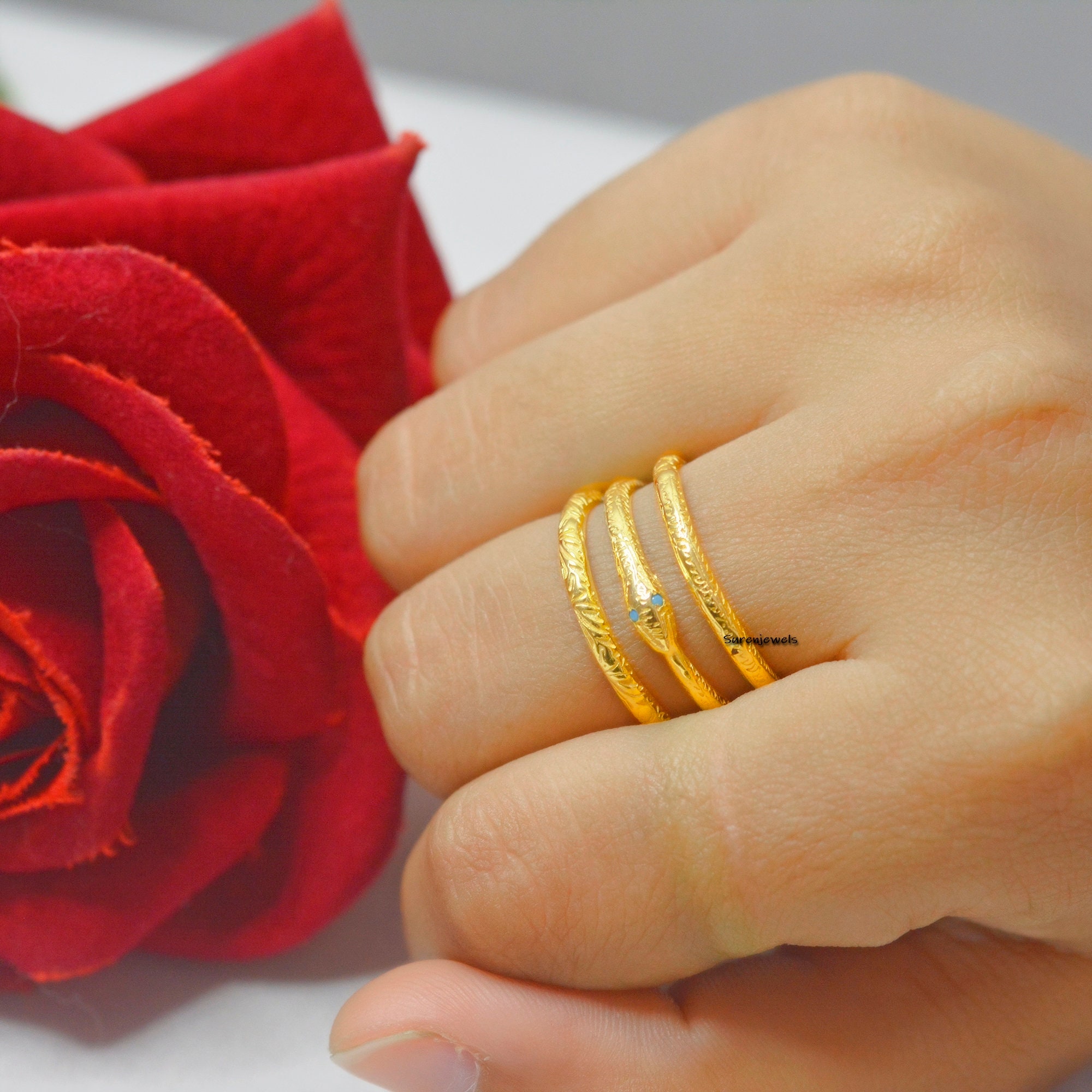 Sterling Silver Ouroboros Snake Ring: Infinity Talisman - View 2 - Suren Jewels | SKU: SJR915-SLYGTQ-US-7