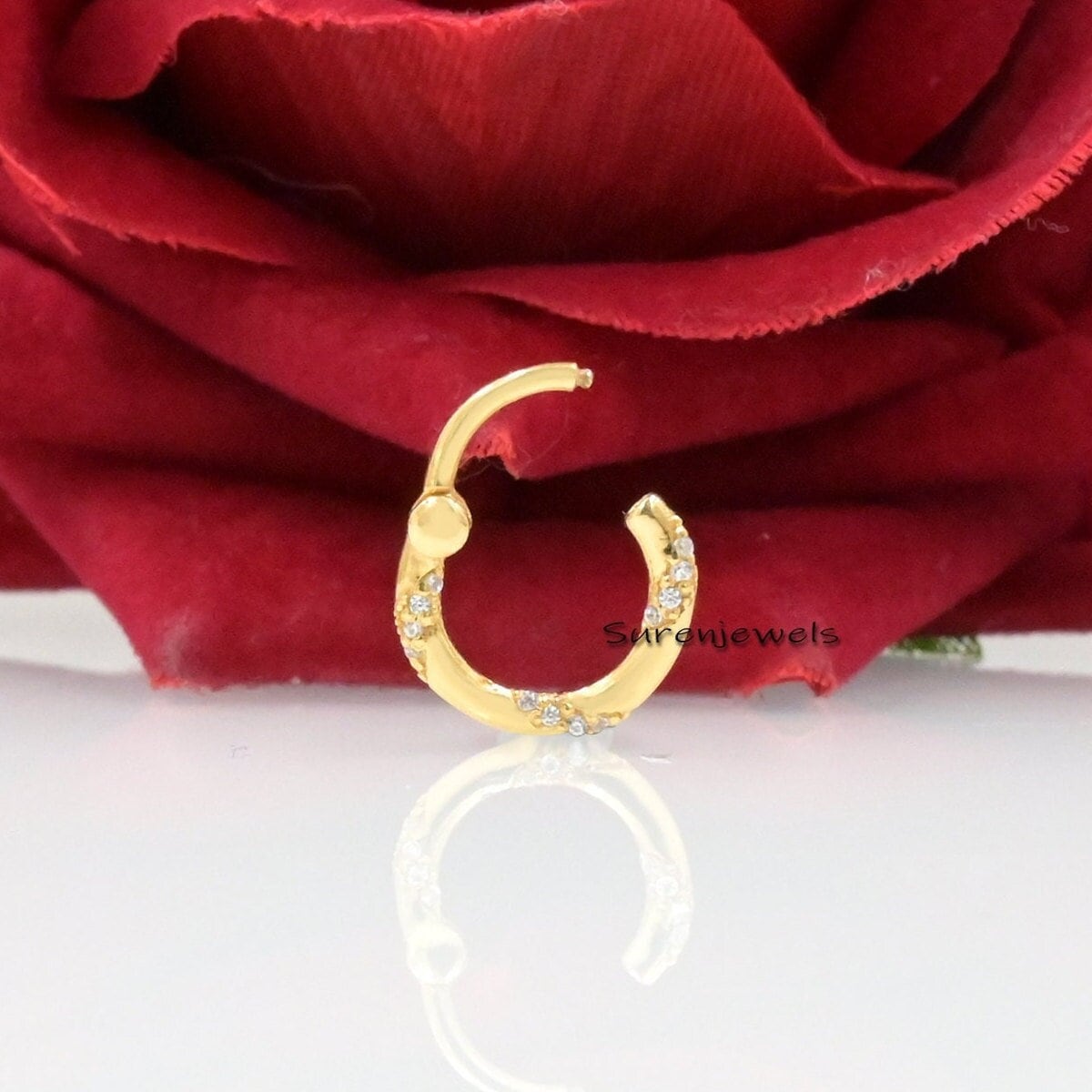 14k Gold Charm Holder with Cubic Zircon - Suren Jewels | SKU: SJD08