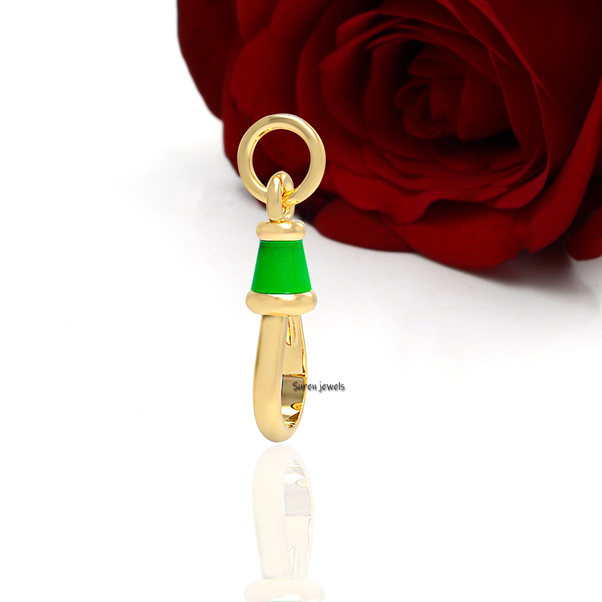 14K Gold Swivel Clasp with Enamel: Charm Holder Pendant - View 5 - Suren Jewels | SKU: SJF09-9KYGELR