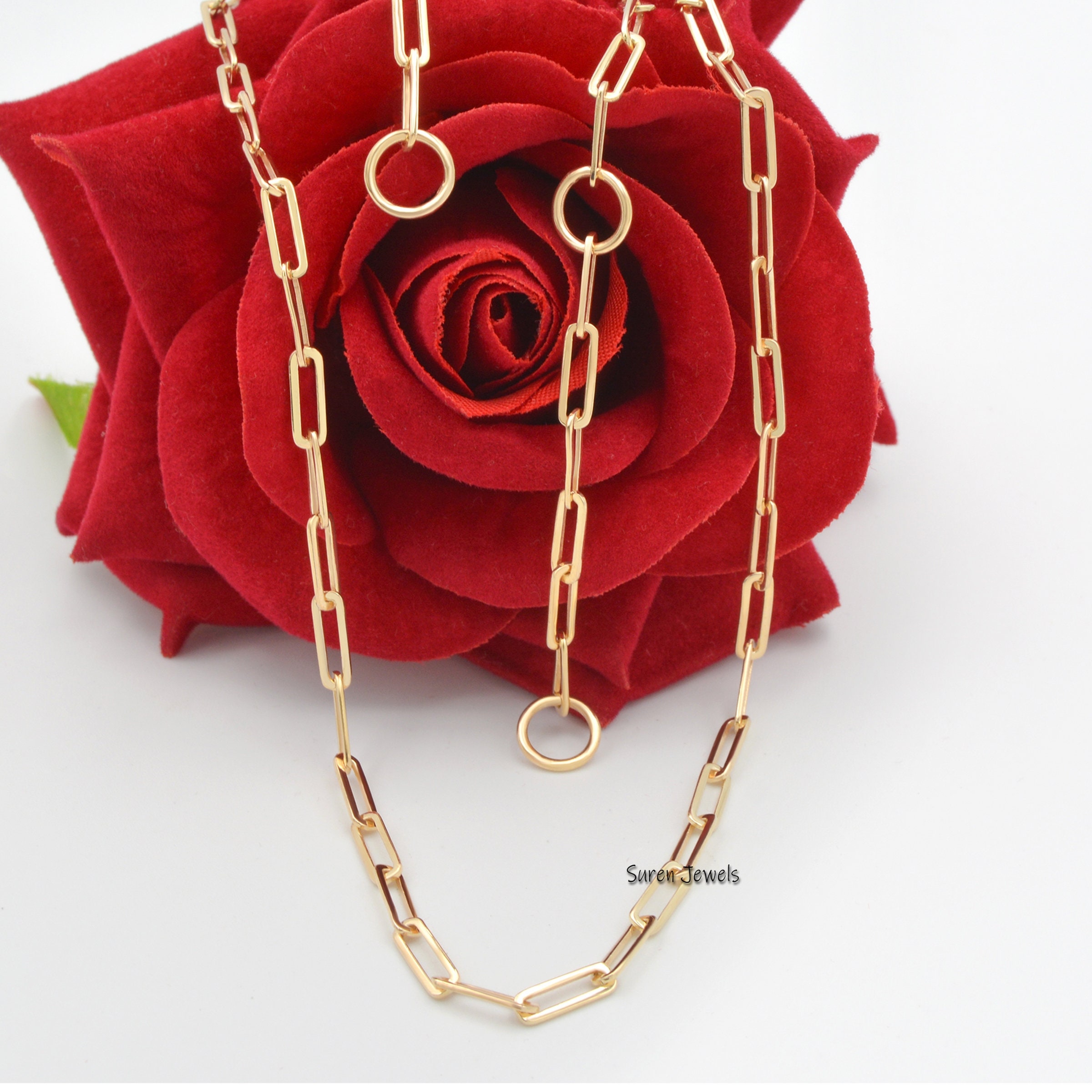 925 Sterling Silver Paperclip Chain Necklace: Oval Link, Carabiner Clasp - Suren Jewels | SKU: SJN209/ G1-SLNS-10M-16TO18I
