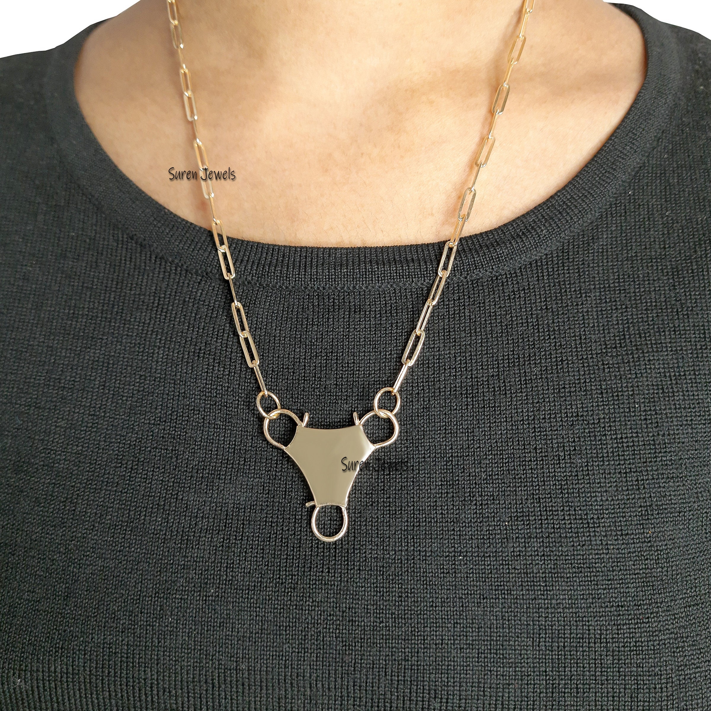 925 Silver Openable Padlock Pendant: Antique Style Jewelry (30MM) - View 4 - Suren Jewels | SKU: SJP547-SLYG-N47-18I