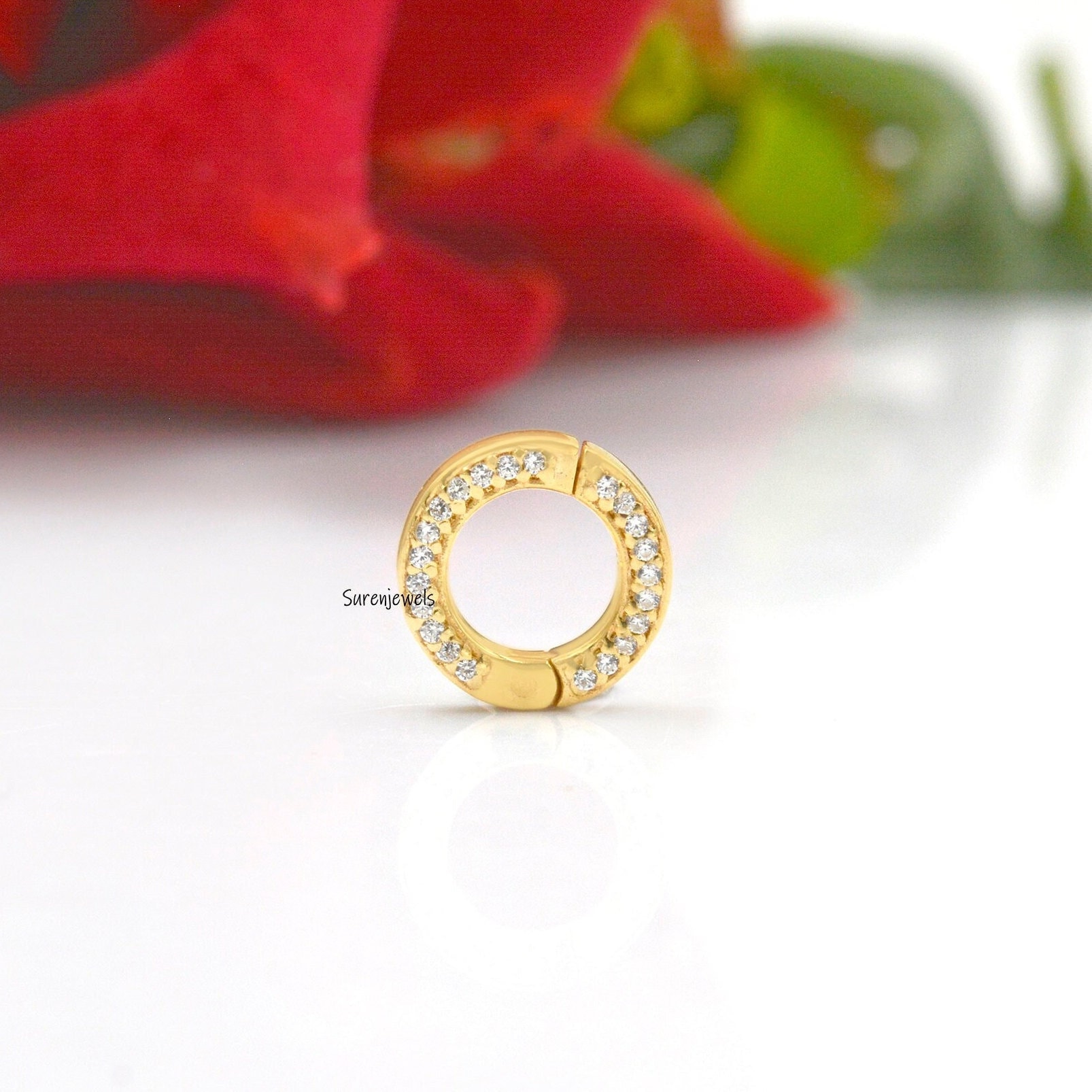 14K Solid Gold Diamond Charm Pendant Lock - Suren Jewels | SKU: SJP1108-SLRHWT-10M