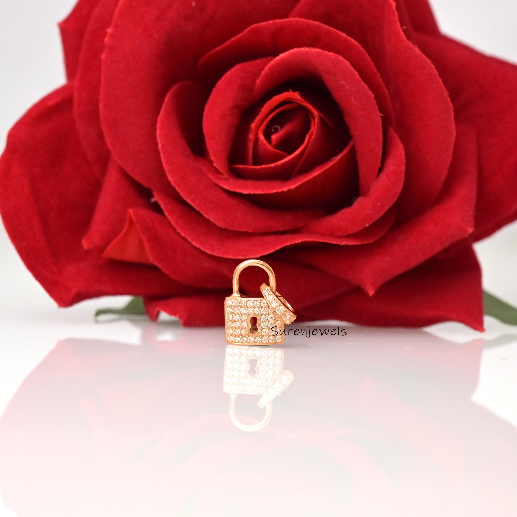 Diamond Padlock Pendant: Dainty Gold Love Lock Necklace - Suren Jewels | SKU: SJP3467