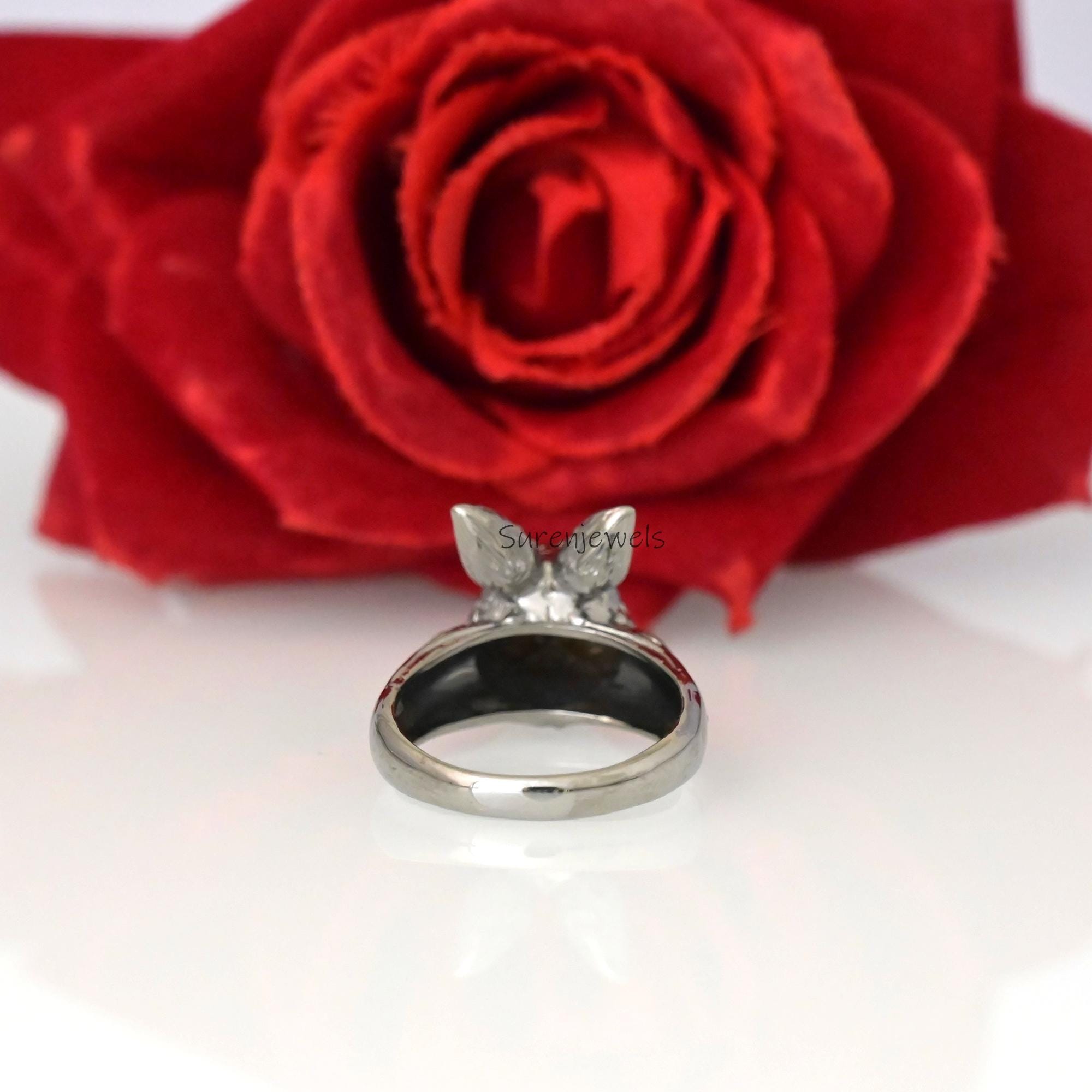 Handmade Silver Rabbit Ring: 14k Gold Accent Animal Jewelry - View 6 - Suren Jewels | SKU: SJR2933-SLNSGCZ-US-7