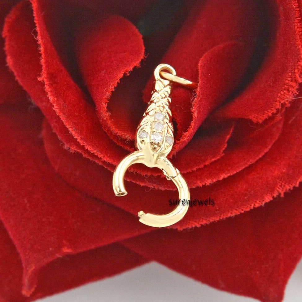 14k Gold Snake Charm Link, Charm Holder Enhancer - View 3 - Suren Jewels | SKU: SJP1480-9KYGDI
