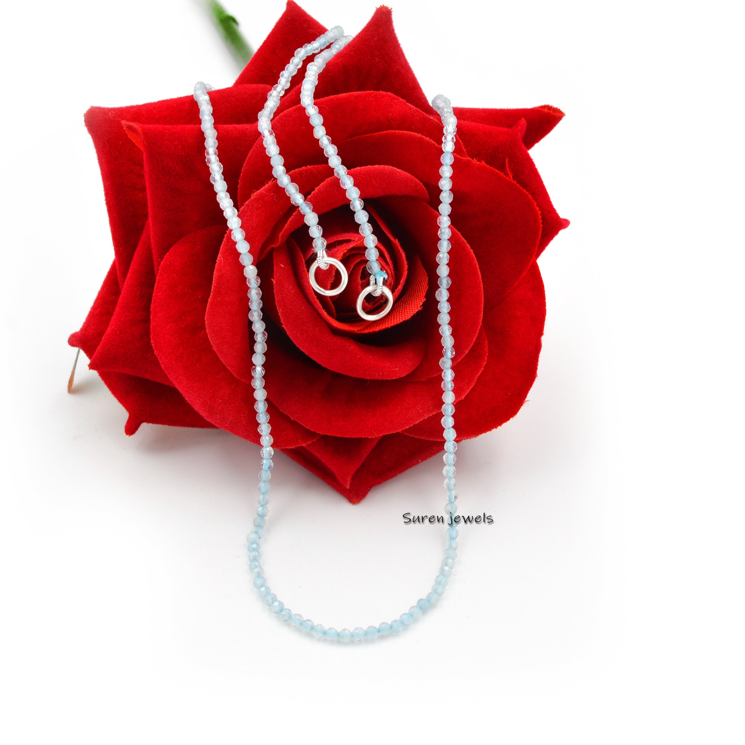 14k Gold Plated Gemstone Bead Necklace with Carabiner Clasp - View 3 - Suren Jewels | SKU: SJN219-