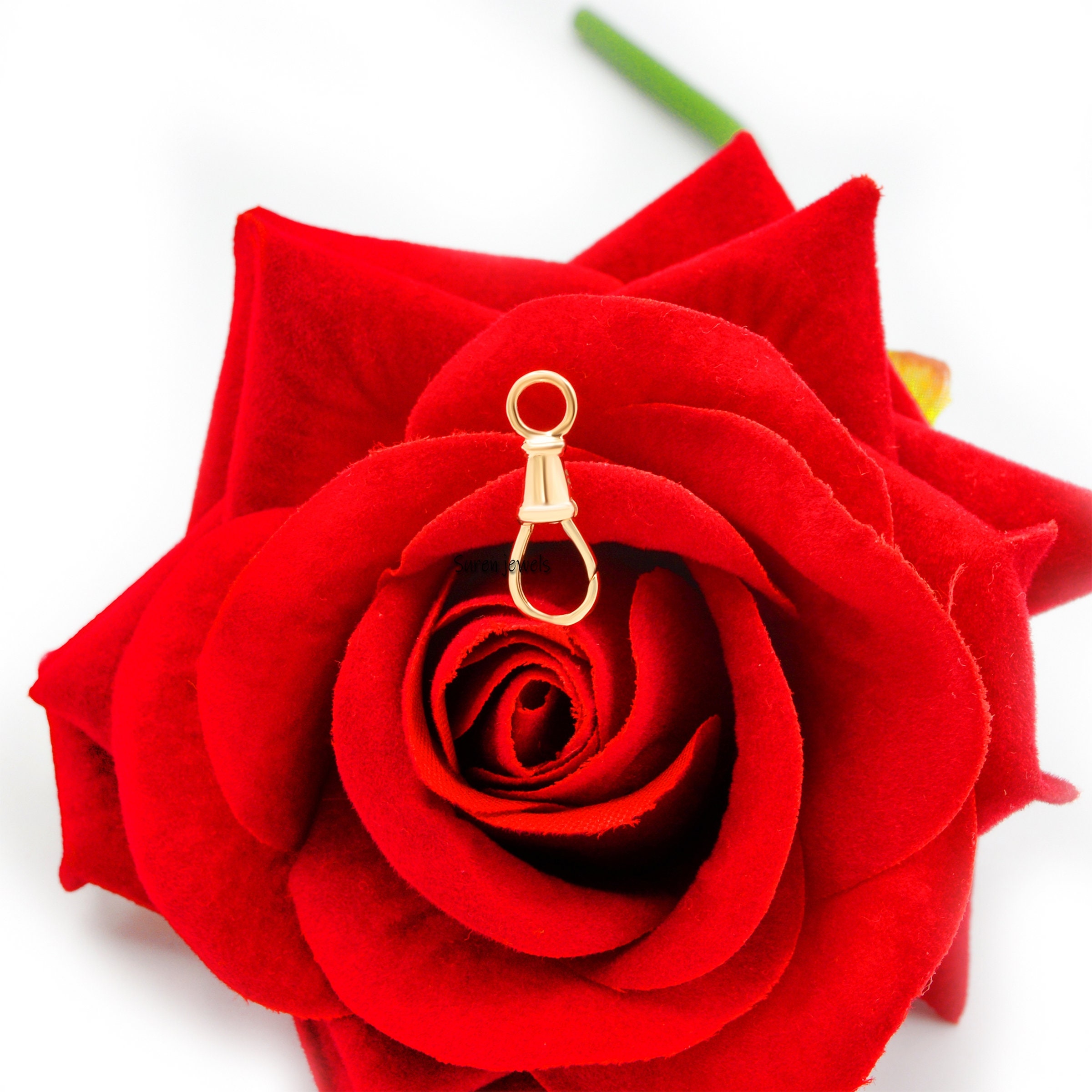 9k Gold Swivel Push Lock: Handmade Pendant Enhancer (18x7 mm) - View 2 - Suren Jewels | SKU: SJF214-9KYG