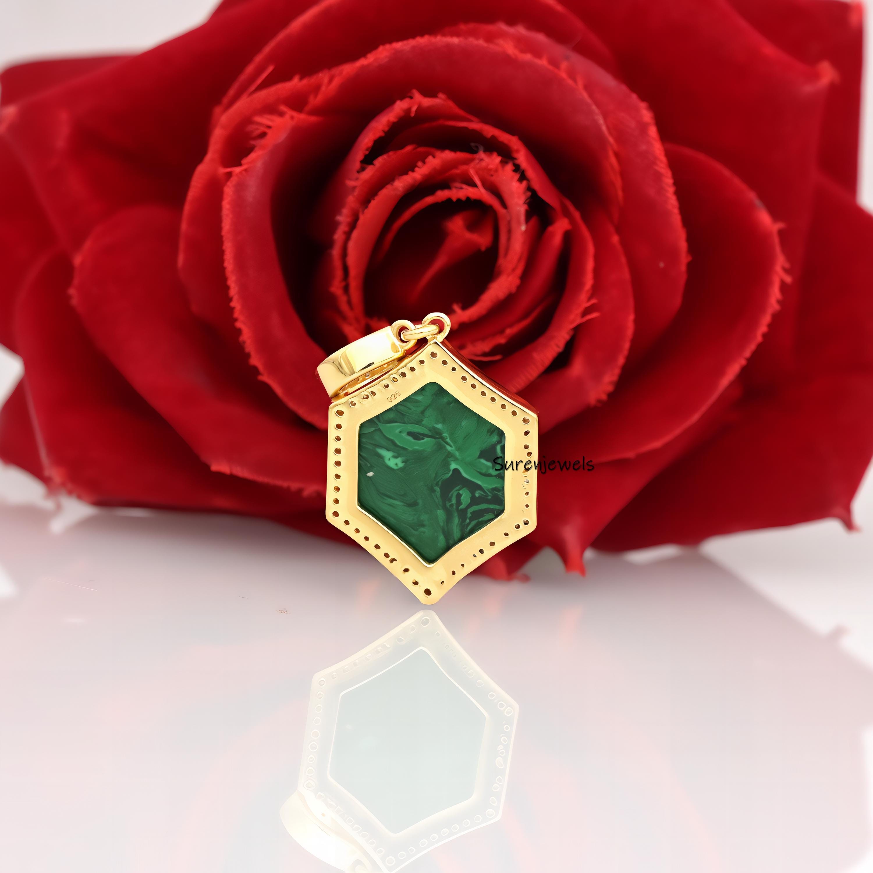 14k Gold Star Moon Hexagon Pendant: Handmade Designer Charm - View 4 - Suren Jewels | SKU: SJP4189-SLYGMKCZ-25M