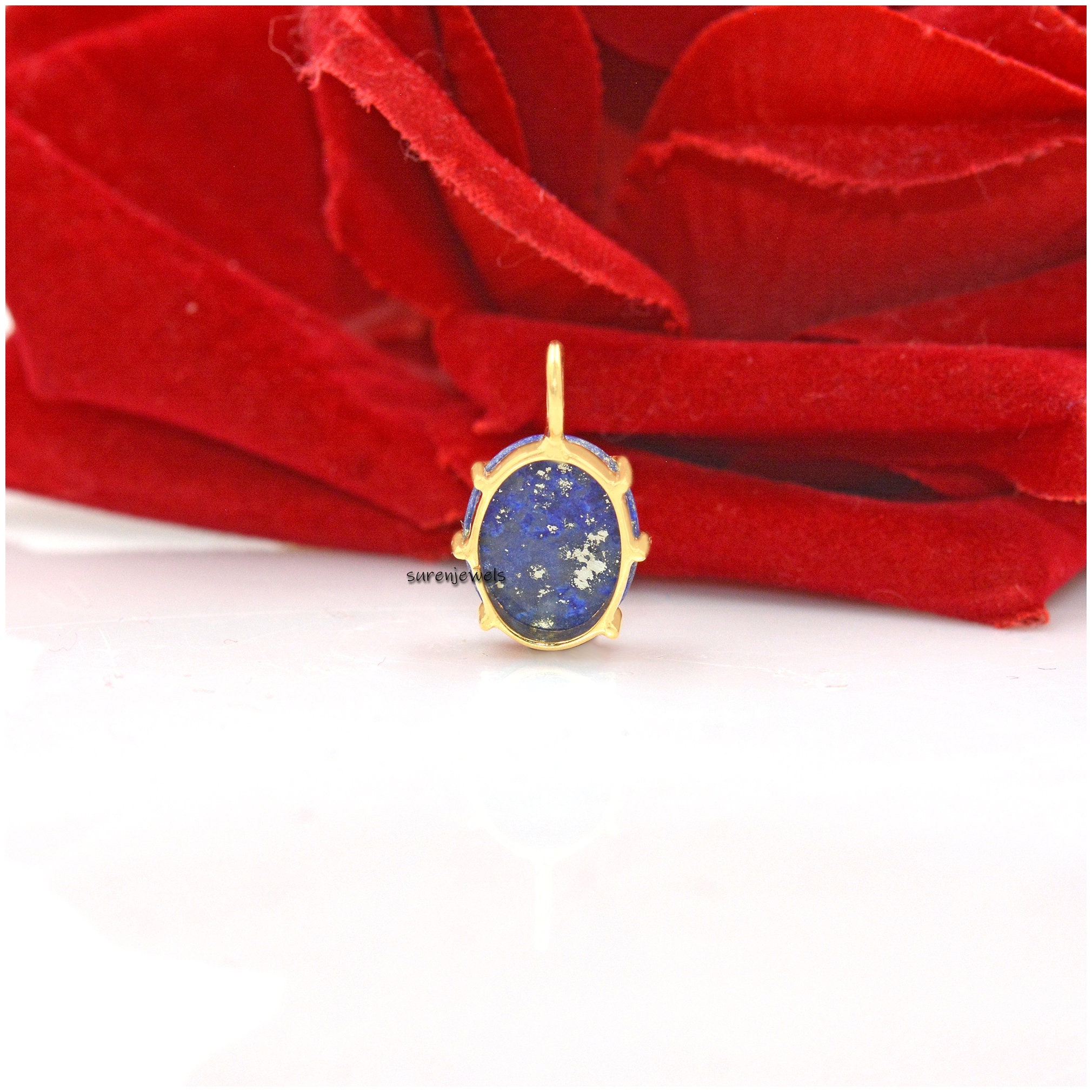 925 Silver Lapis North Star Pendant: Moissanite Starburst - View 5 - Suren Jewels | SKU: SJP1393-SLYGLPZMN
