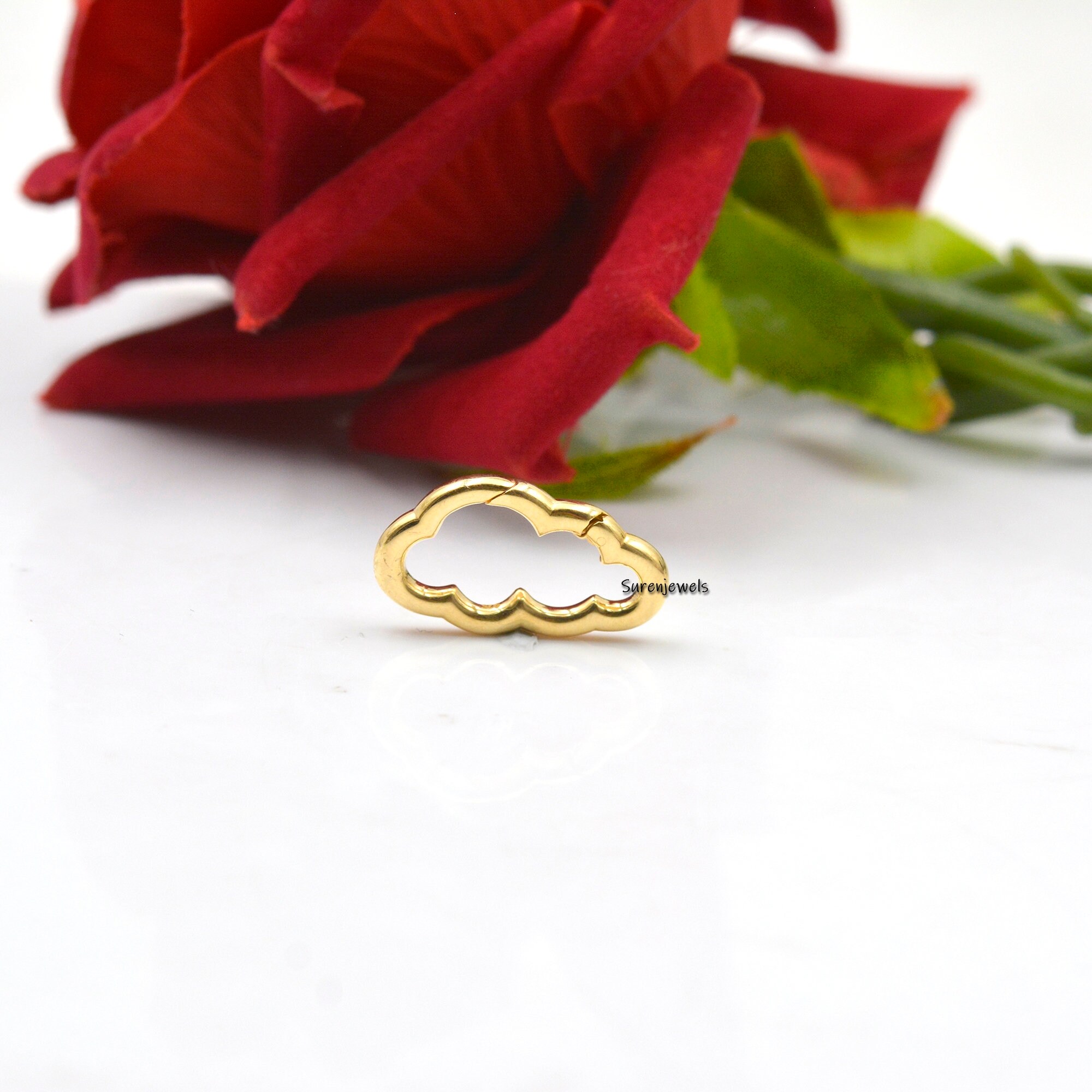 14k Gold Cloud Charm Enhancer: Solid Gold Pendant Holder - View 5 - Suren Jewels | SKU: SJP1148-SLRH
