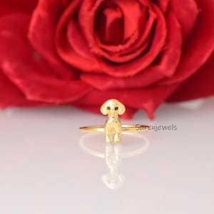 14k Gold Poodle Ring: Dainty Animal Jewelry