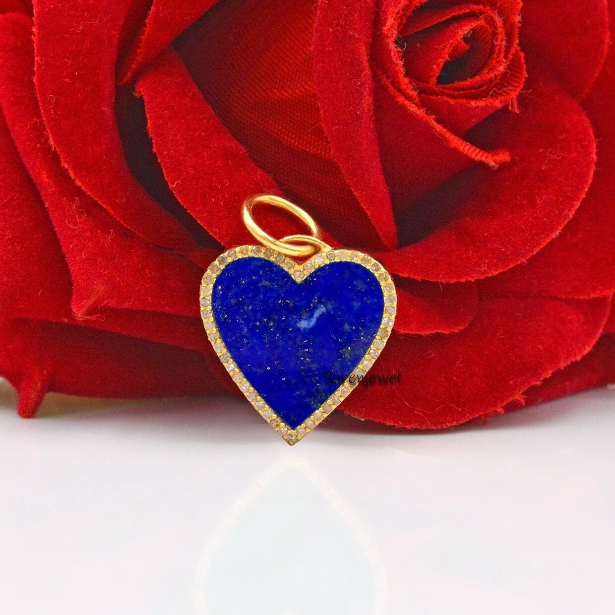 14k Gold Gemstone Heart Pendant: Lapis, Turquoise, Malachite - Suren Jewels | SKU: SJP1018-SLYGMC
