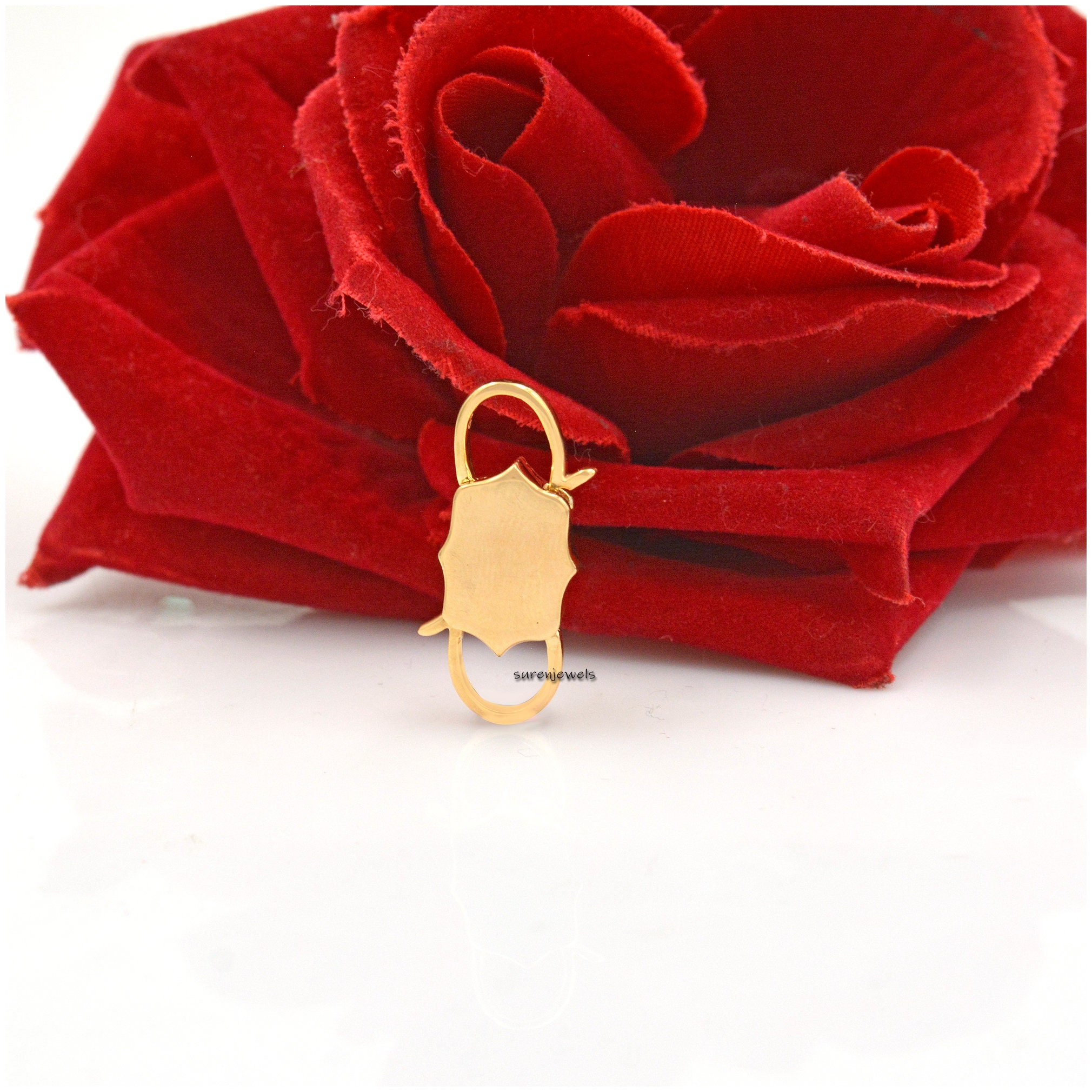 Turquoise & Pink Quartz Padlock: 14k Gold Vermeil Connector - View 7 - Suren Jewels | SKU: SJP68-SLYGTQPQ-N22-18I-925