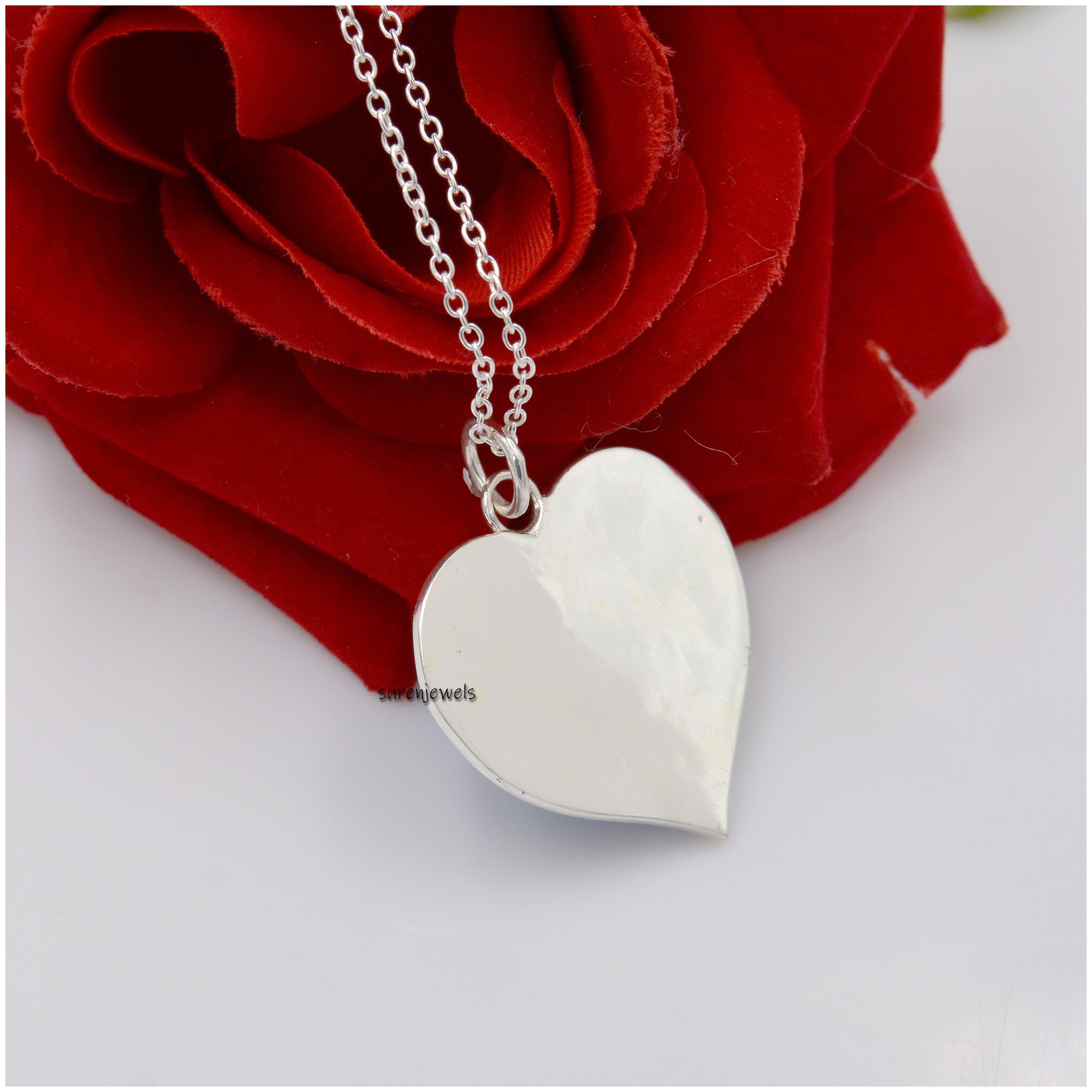 925 Silver Blue Enamel Heart Pendant - Christmas Jewelry - View 4 - Suren Jewels | SKU: SJP506-SLYGELP-N41-18I