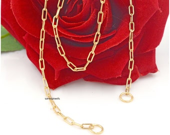 14K Gold Carabiner Cable Chain Necklace: Oval Link Clasp