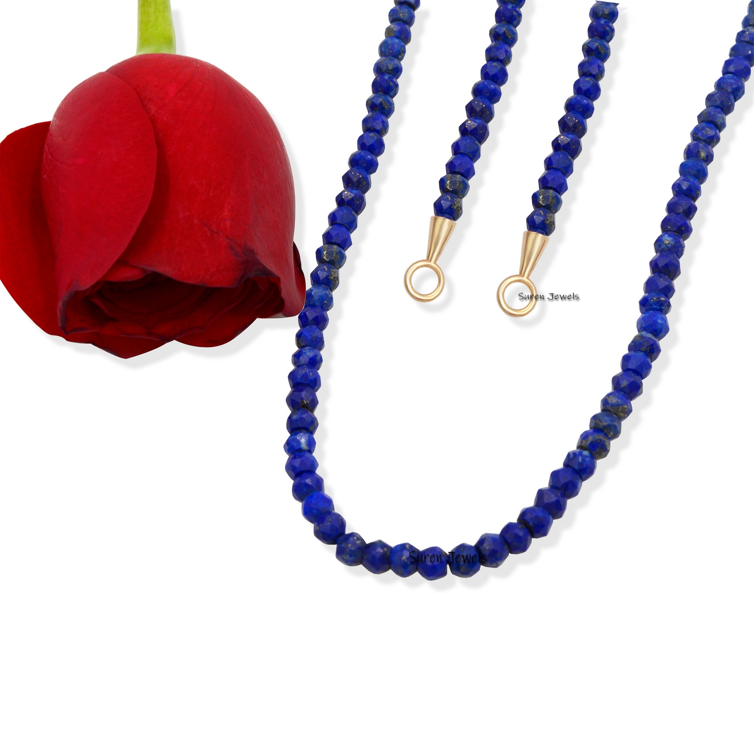 14k Gold Garnet Beads Carabiner Chain Necklace - View 6 - Suren Jewels | SKU: SJN247-SLYGOPL