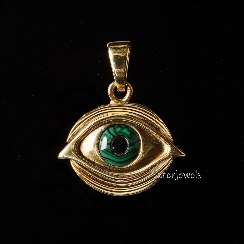 14k Gold Gemstone Evil Eye Pendant: Good Luck Charm - View 4 - Suren Jewels | SKU: SJP4634-SLYGLPZ-25M