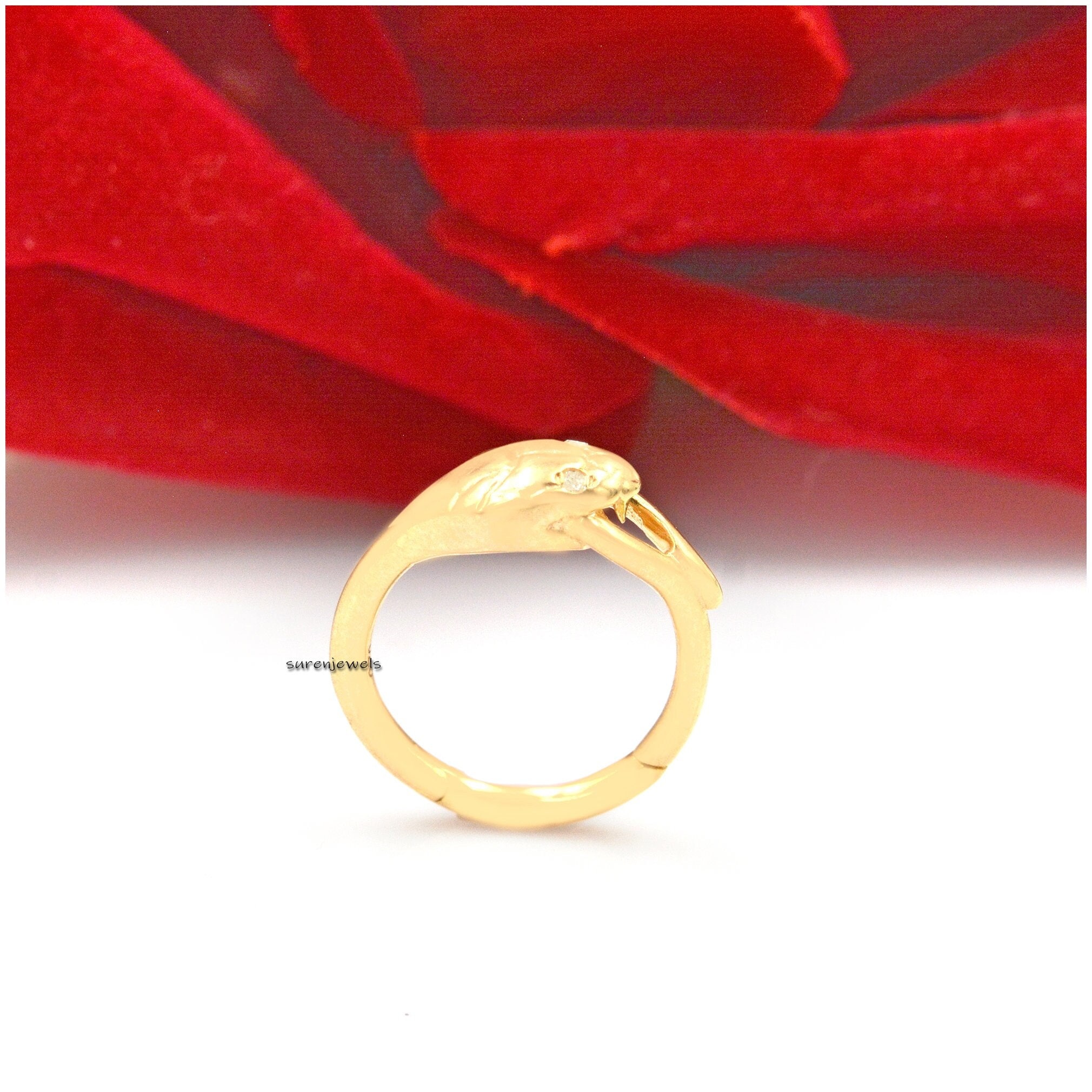 14K Solid Gold Snake Charm Enhancer Pendant Lock - View 2 - Suren Jewels | SKU: SJP1198-SLRGBSP-17MM