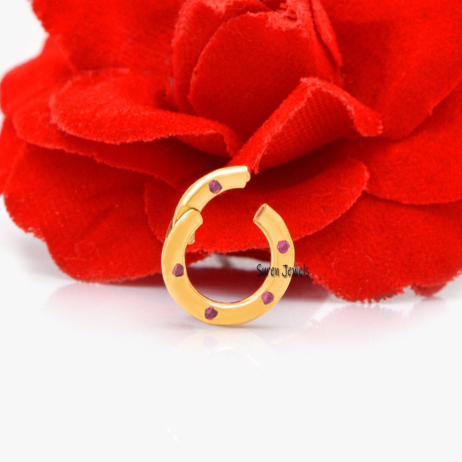 14k Gold Diamond Charm Holder: Round Charm Enhancer - Suren Jewels | SKU: SJP482-14KYGPSP-10M