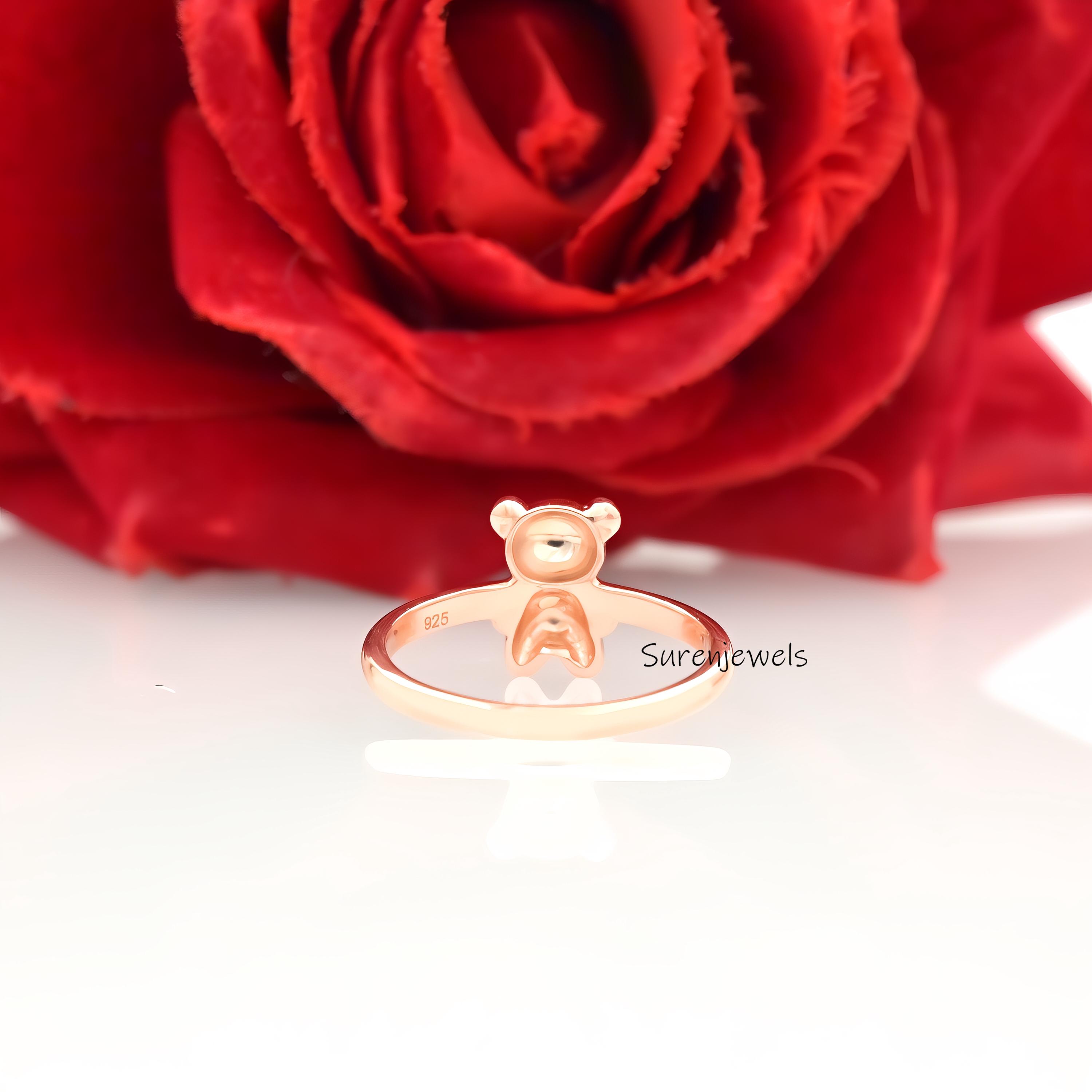 14k Gold Teddy Bear Ring: Dainty Solid Gold Jewelry - View 6 - Suren Jewels | SKU: SJR2946-SLYG-US-6,SJR2889-SLRG-US-7,SJR301