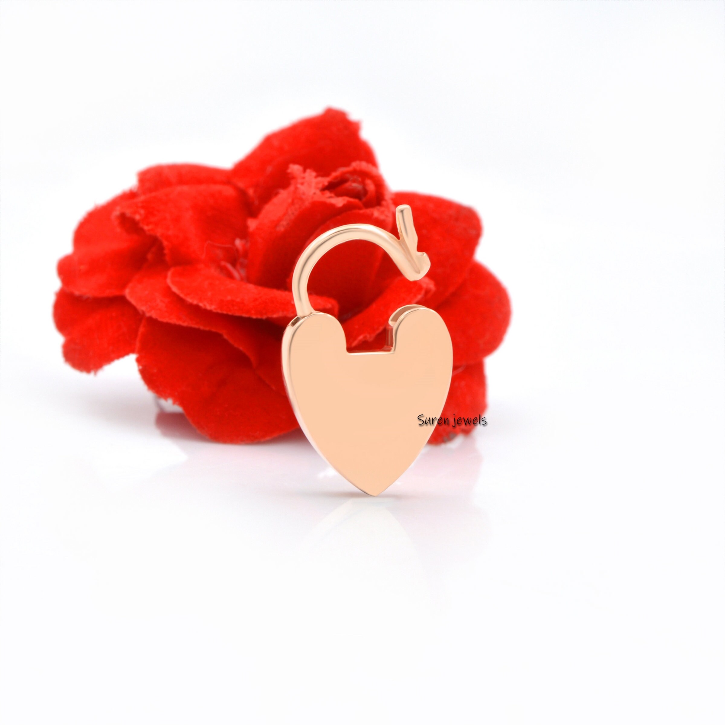 Handmade 14k Gold Heart Padlock: Paperclip Necklace Jewelry - View 5 - Suren Jewels | SKU: SJP48-14KYG-N47-18I