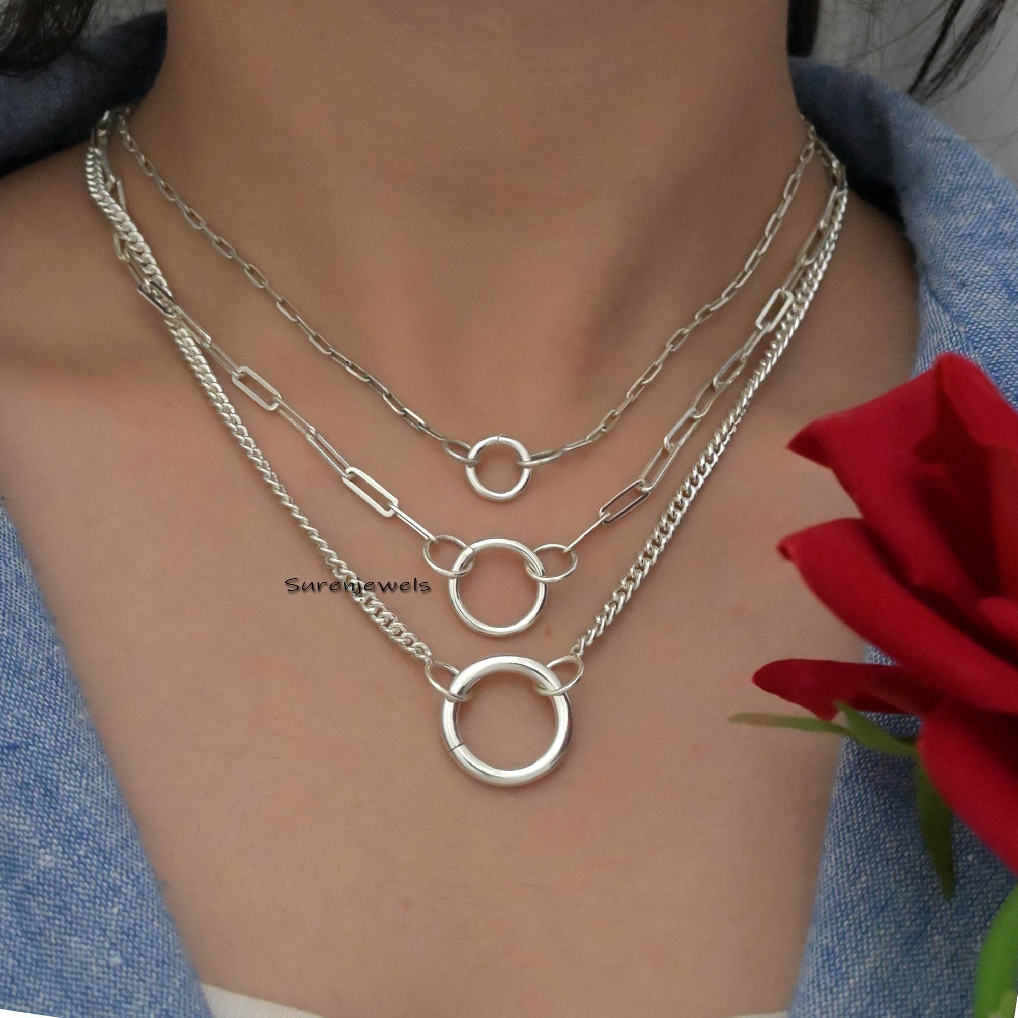 925 Silver Round Charms Holder: Enhancer Clasp Pendant - View 2 - Suren Jewels | SKU: SJP482-SLWG-10M