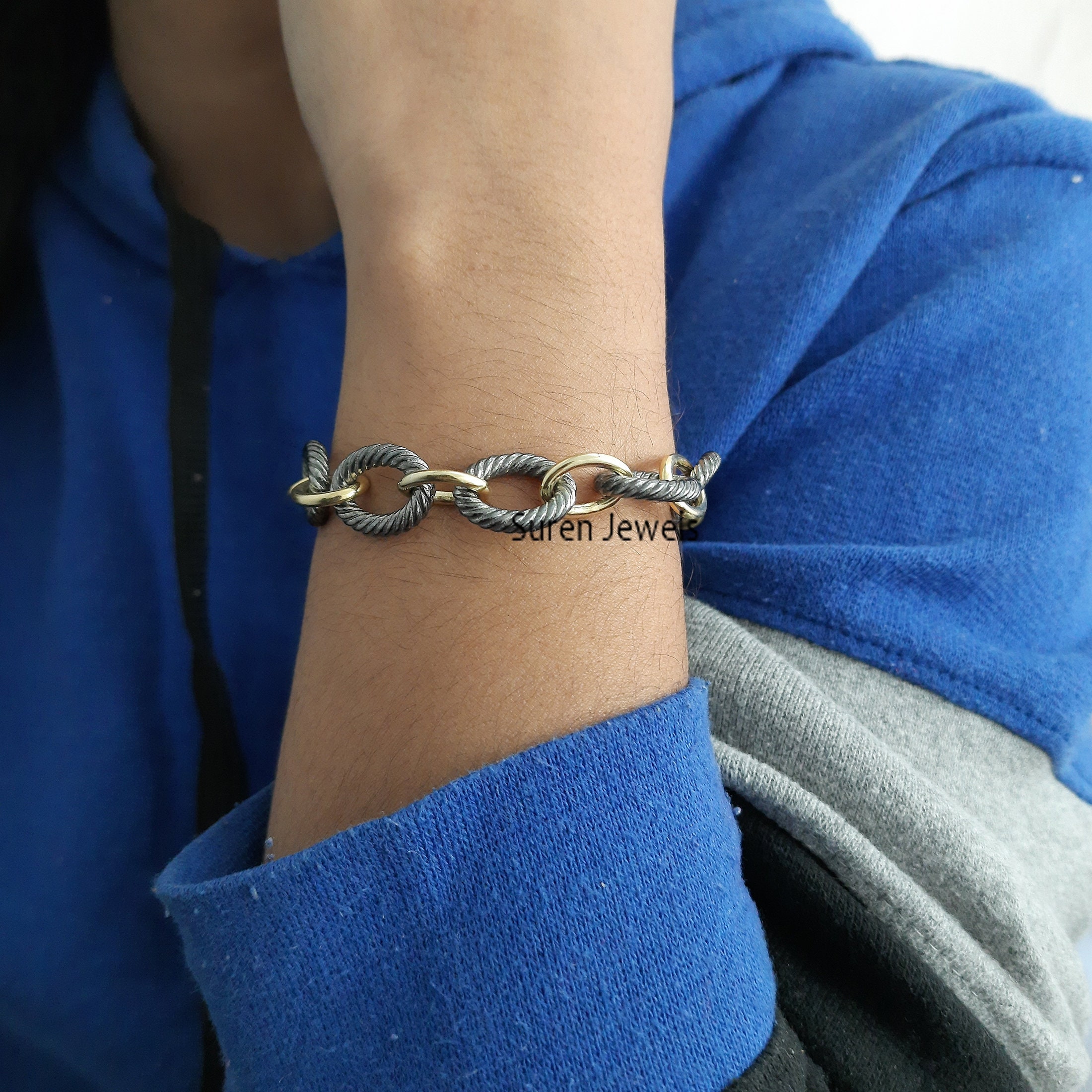 Twisted Bracelet Lock 925 Silver oval Link Bracelet Designer Etsy