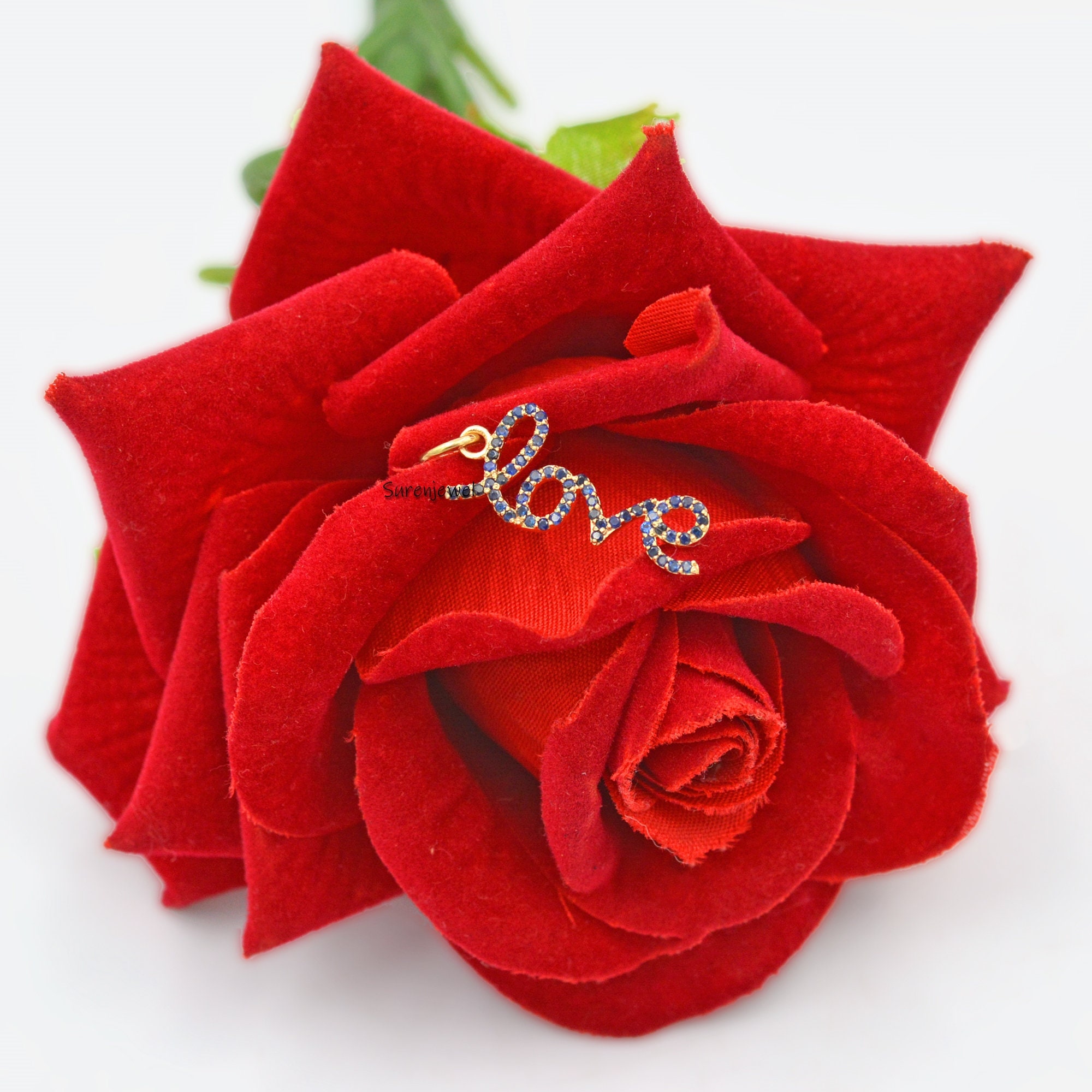 14K Diamond Love Charm Pendant - View 7 - Suren Jewels | SKU: SJP577-SLYGDI