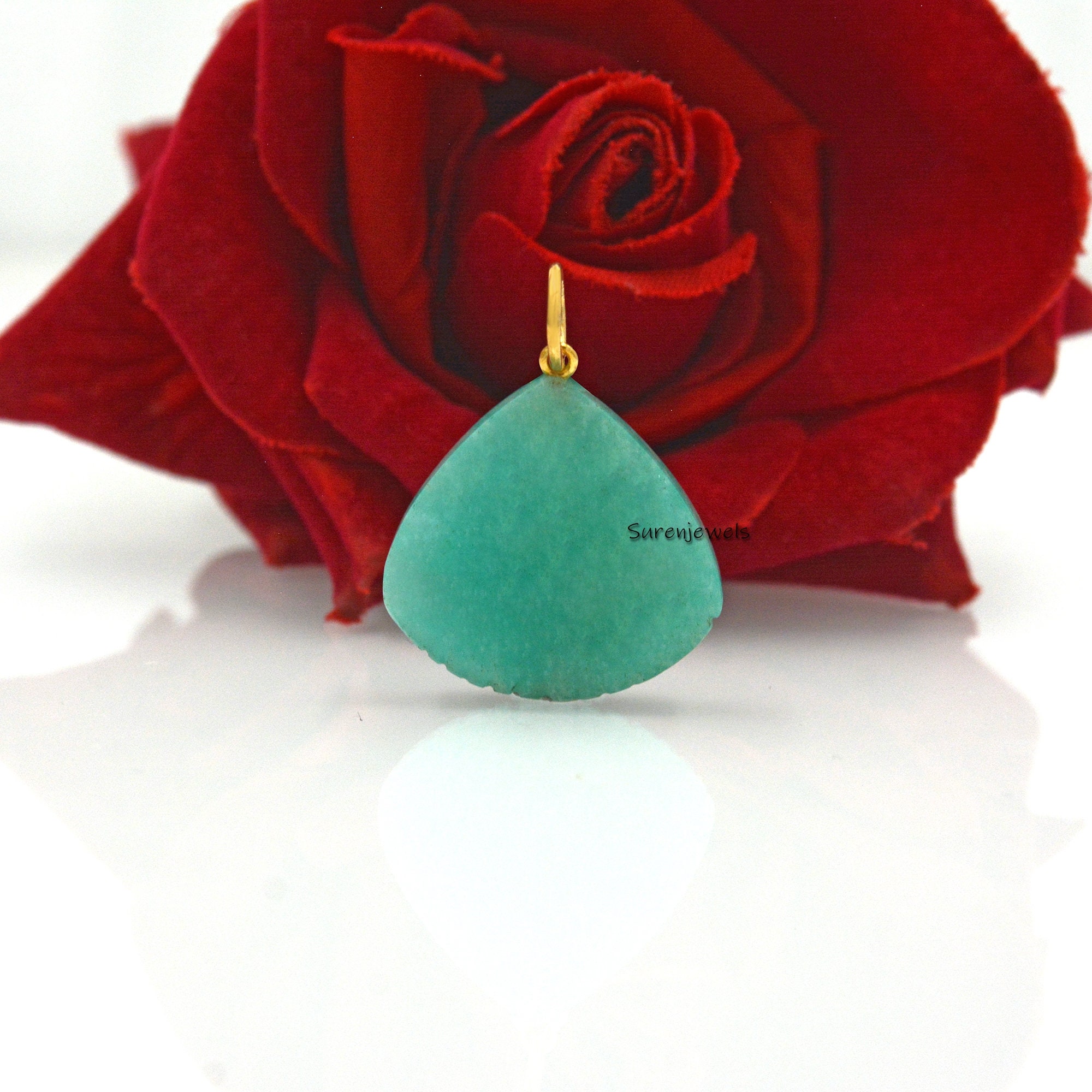 925 Silver Gemstone Shell Pendant: Hand Carved Charm - View 7 - Suren Jewels | SKU: SJP1497