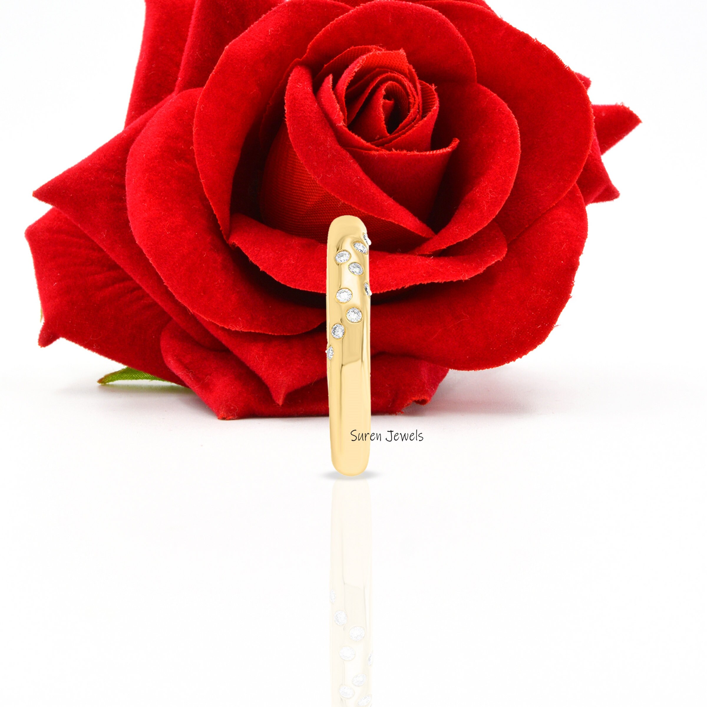 14k Gold Diamond Charm Lock: Small Pendant Holder (15MM) - View 4 - Suren Jewels | SKU: SJP973-SLYGDI-15M